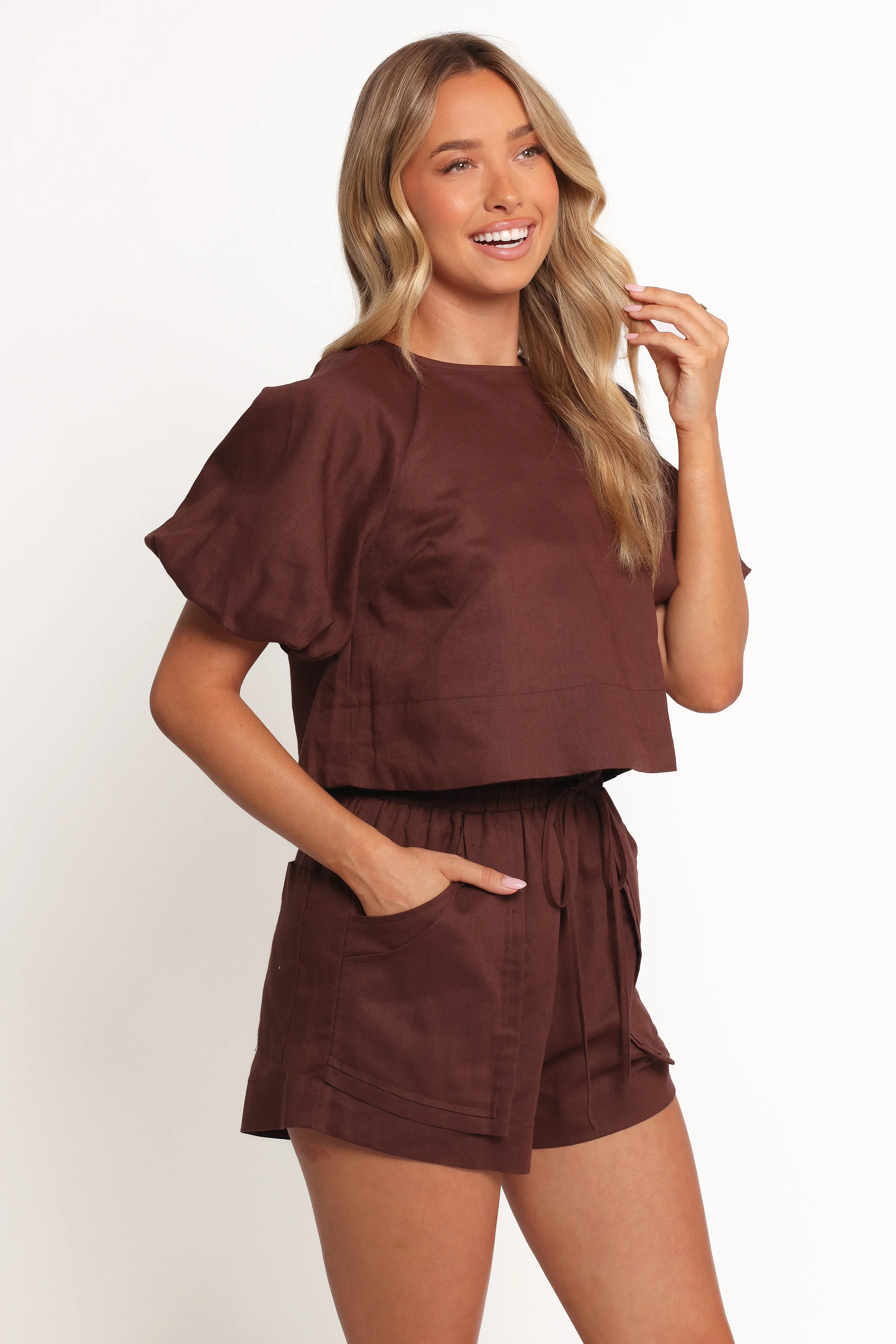 Chelsey Linen Set - Chocolate Brown