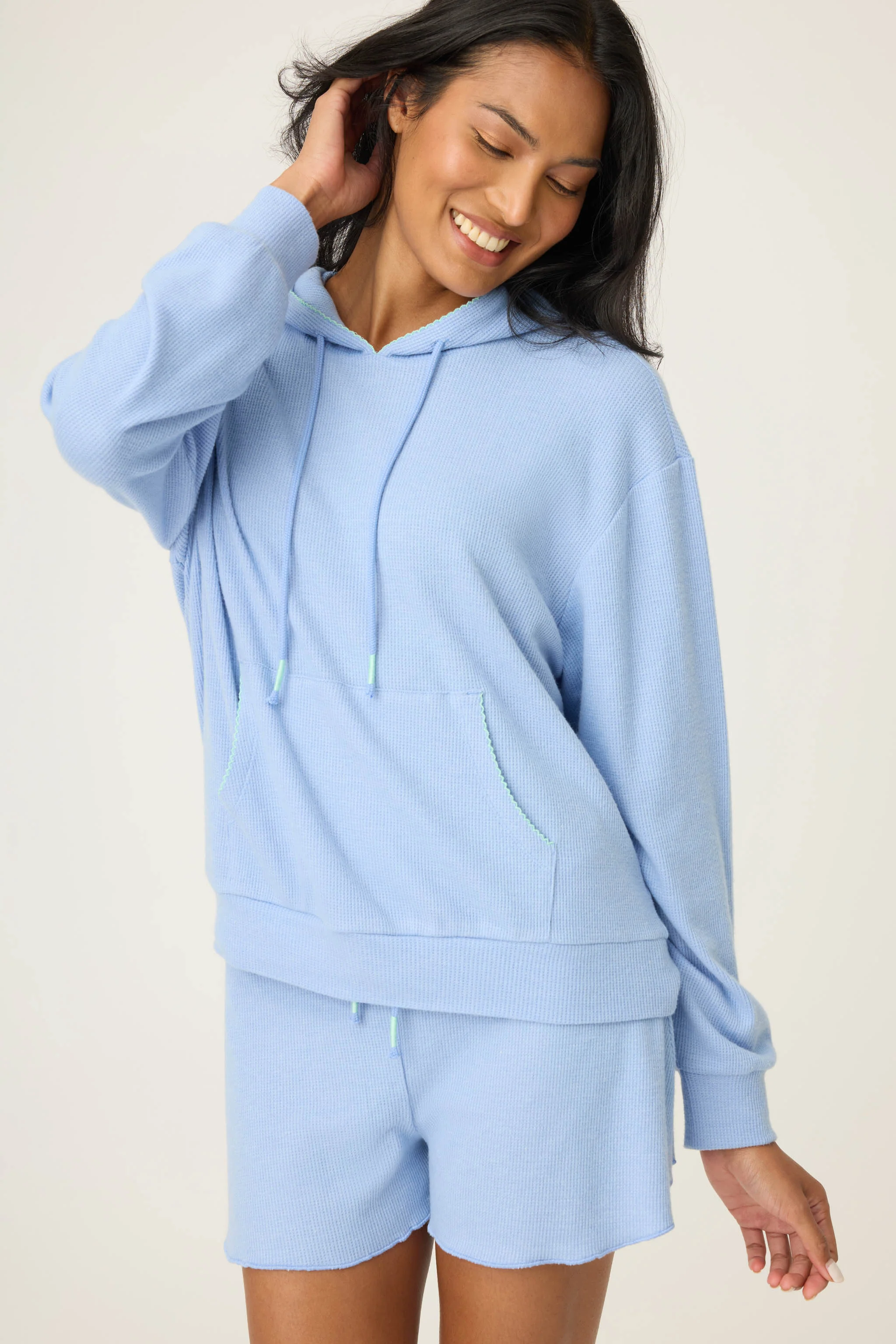 Vacay Vibes Baby Peachy Waffle Hoodie