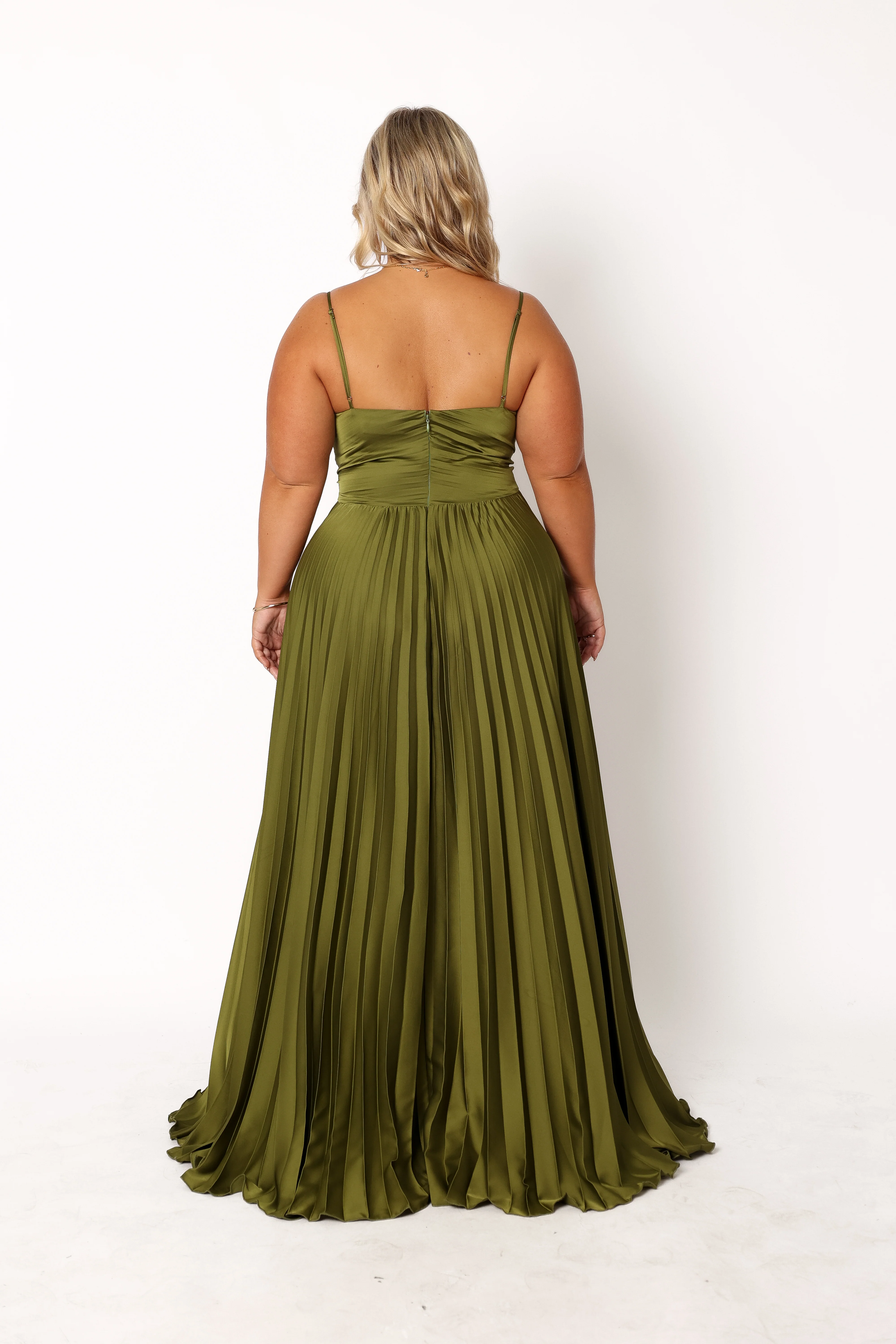 Naira Pleated Maxi Dress - Palm Green