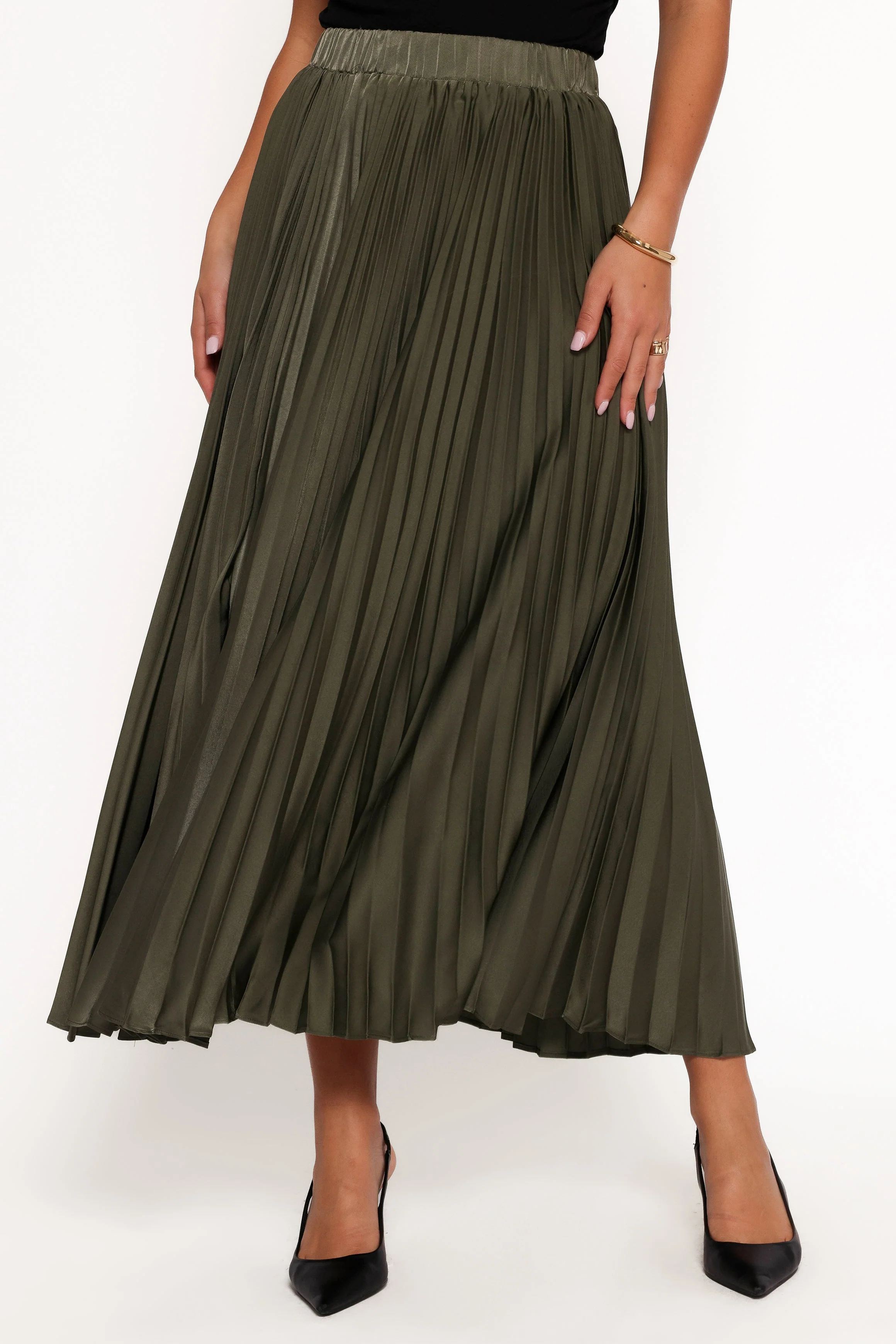 Polina Pleated Maxi Skirt - Olive