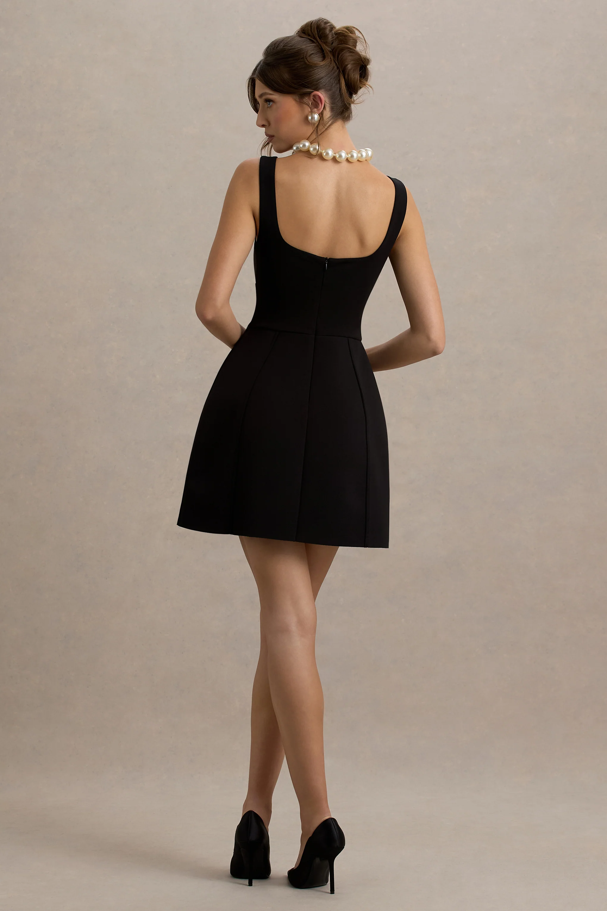 Corey | Black & White Sweetheart Mini Dress With Bow Details