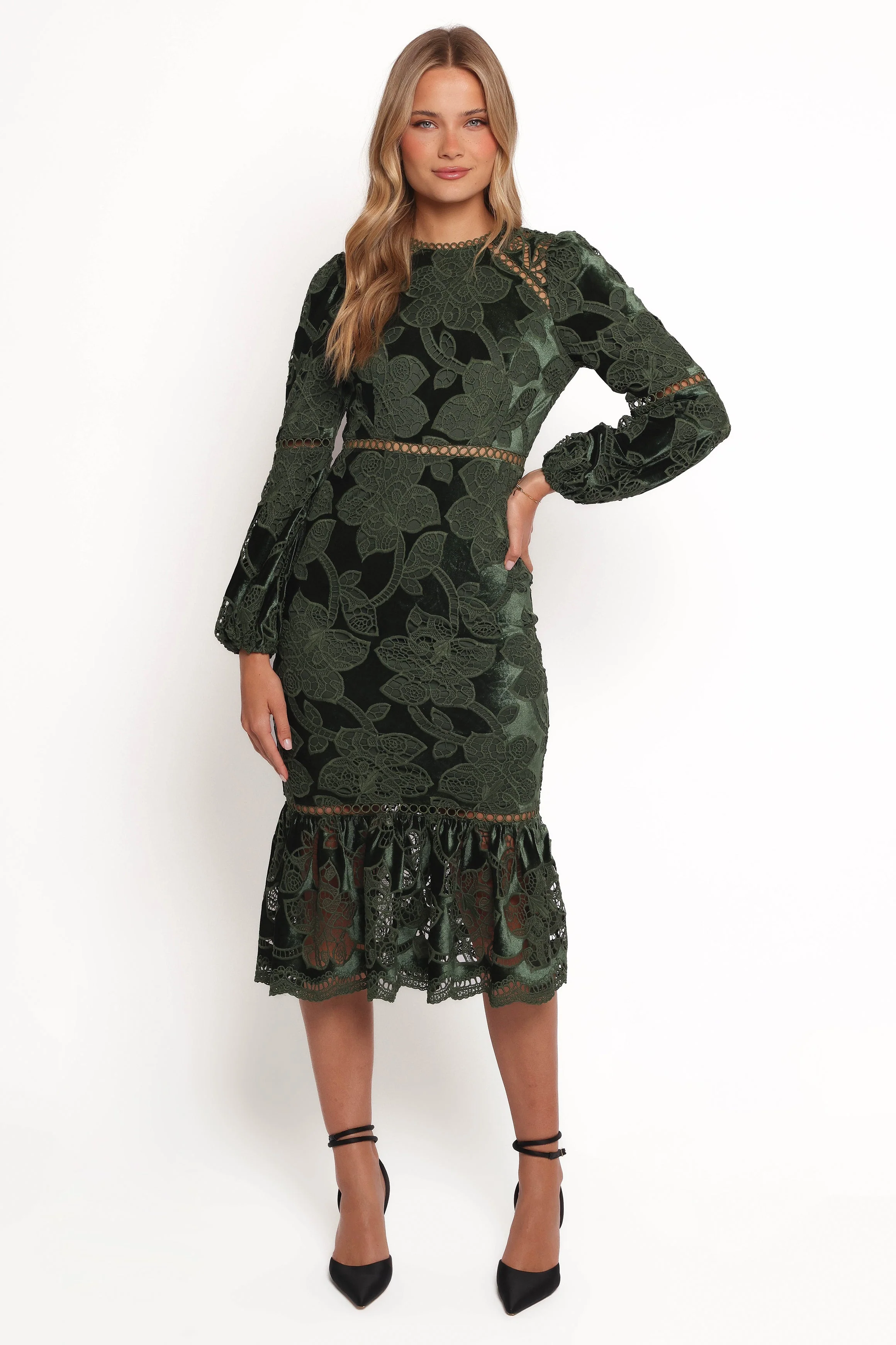 Pierre Long Sleeve Maxi Dress - Deep Velvet Green