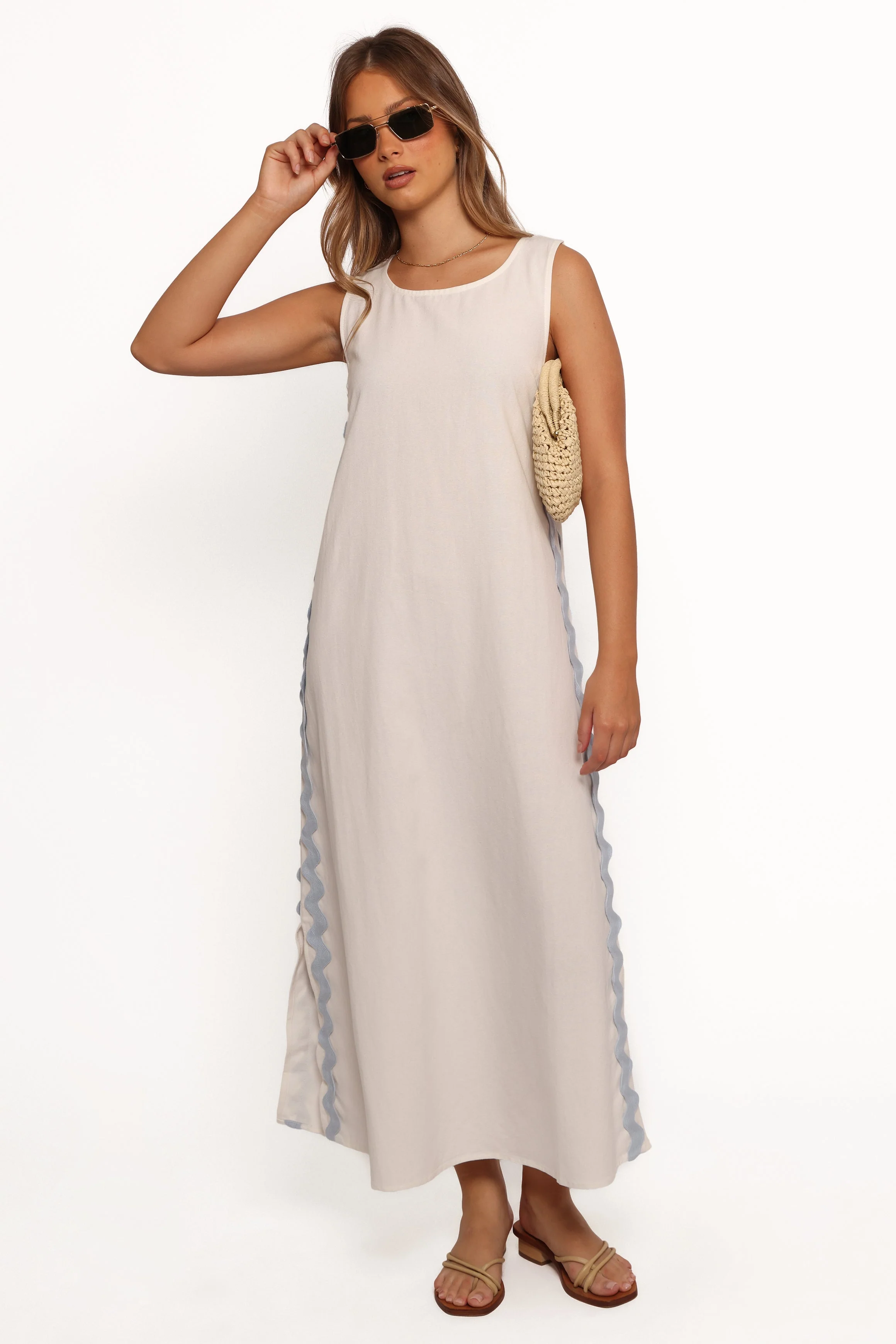 Lennie Midi Dress - Cream Blue