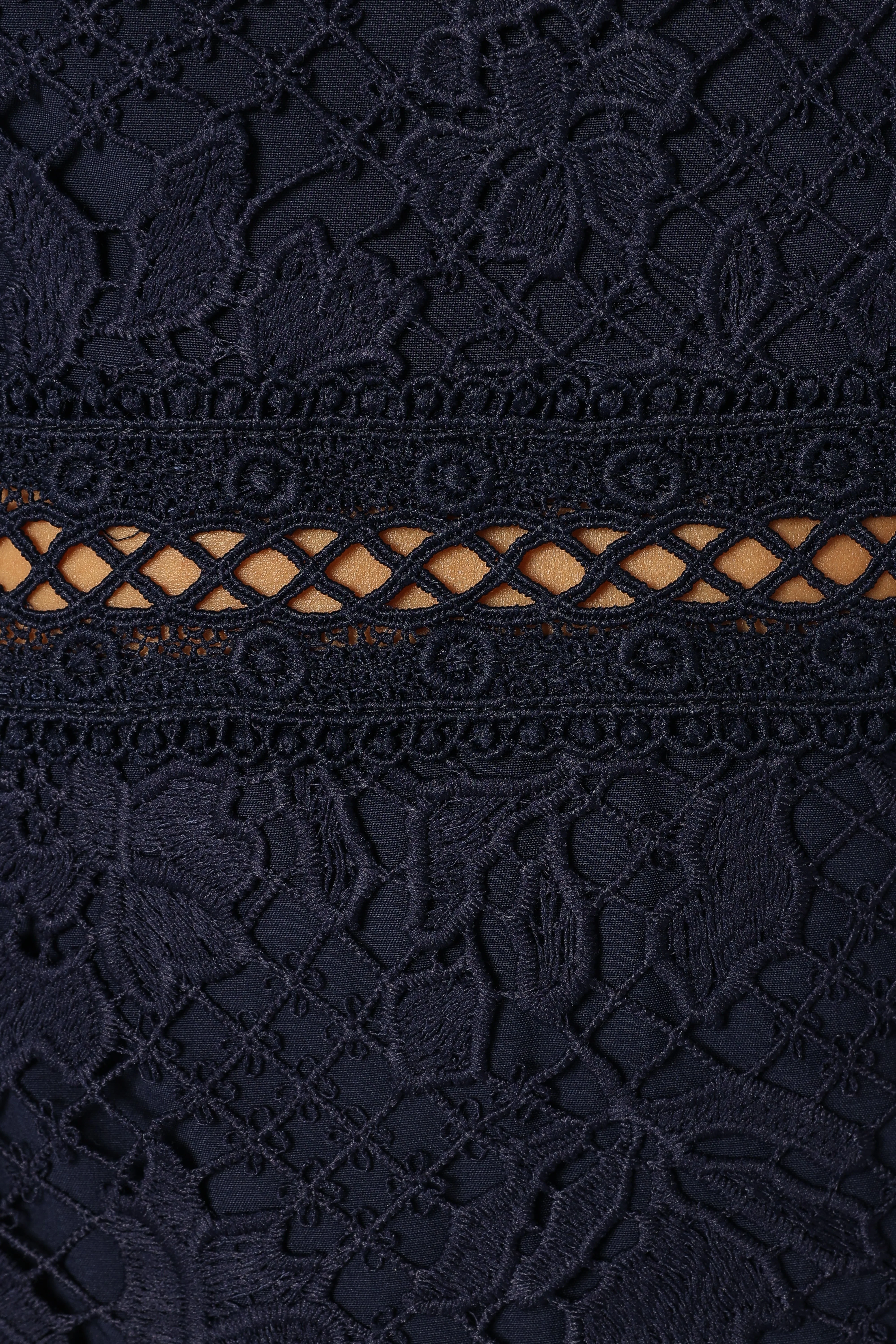 Pia Long Sleeve Midi Dress - Navy