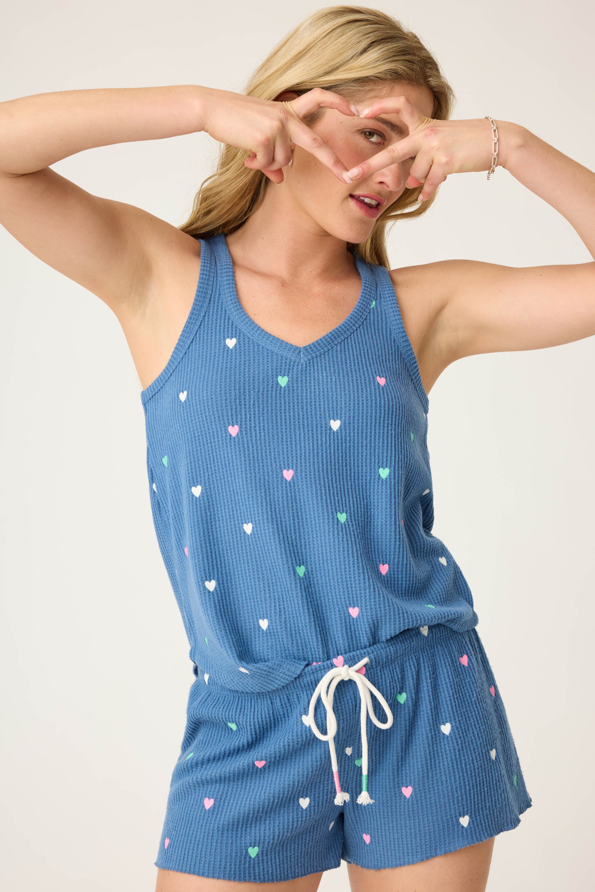 Love Club Tank Top with Embroidered Hearts