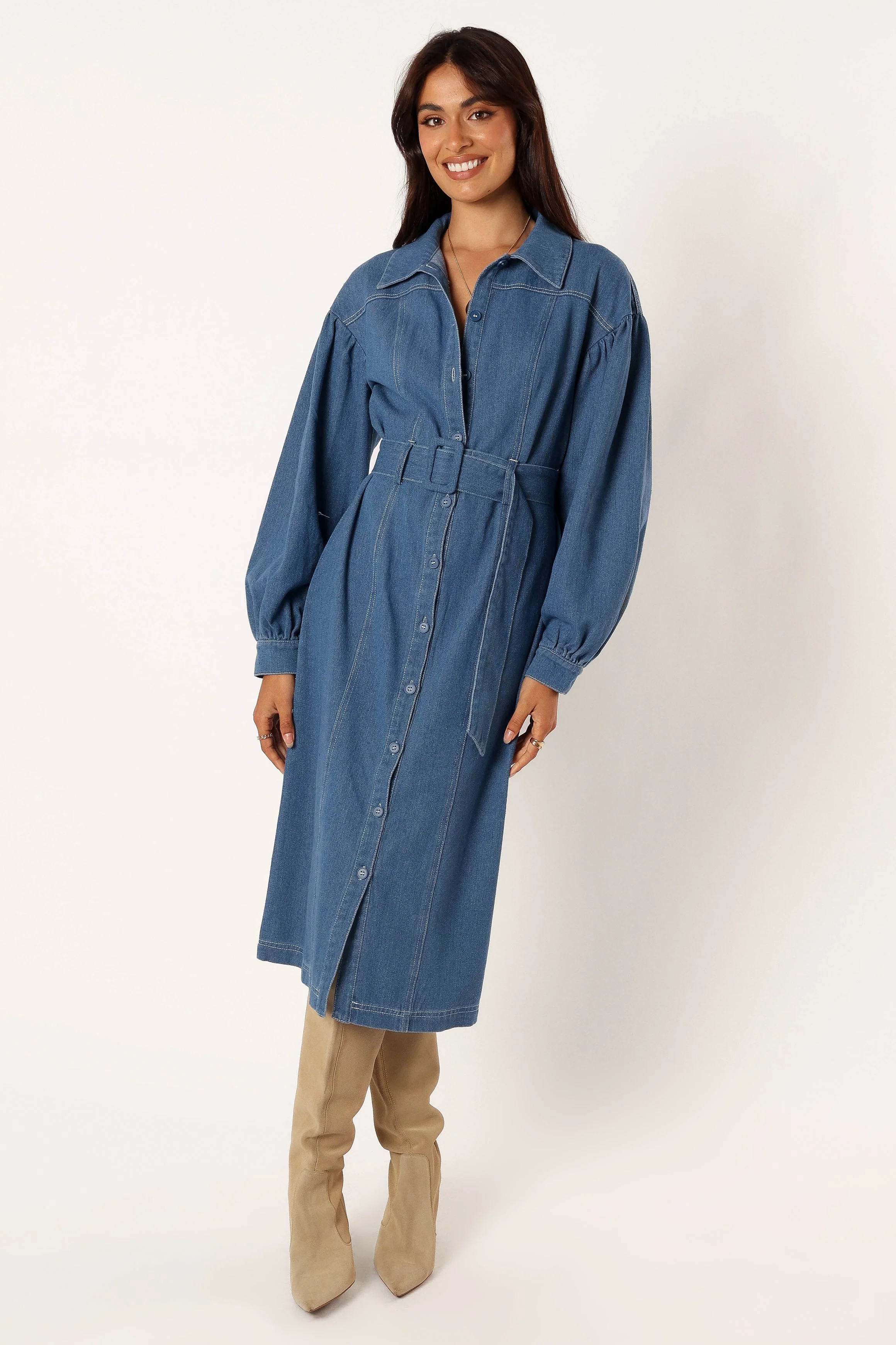 Kocoa Long Sleeve Midi Dress - Denim