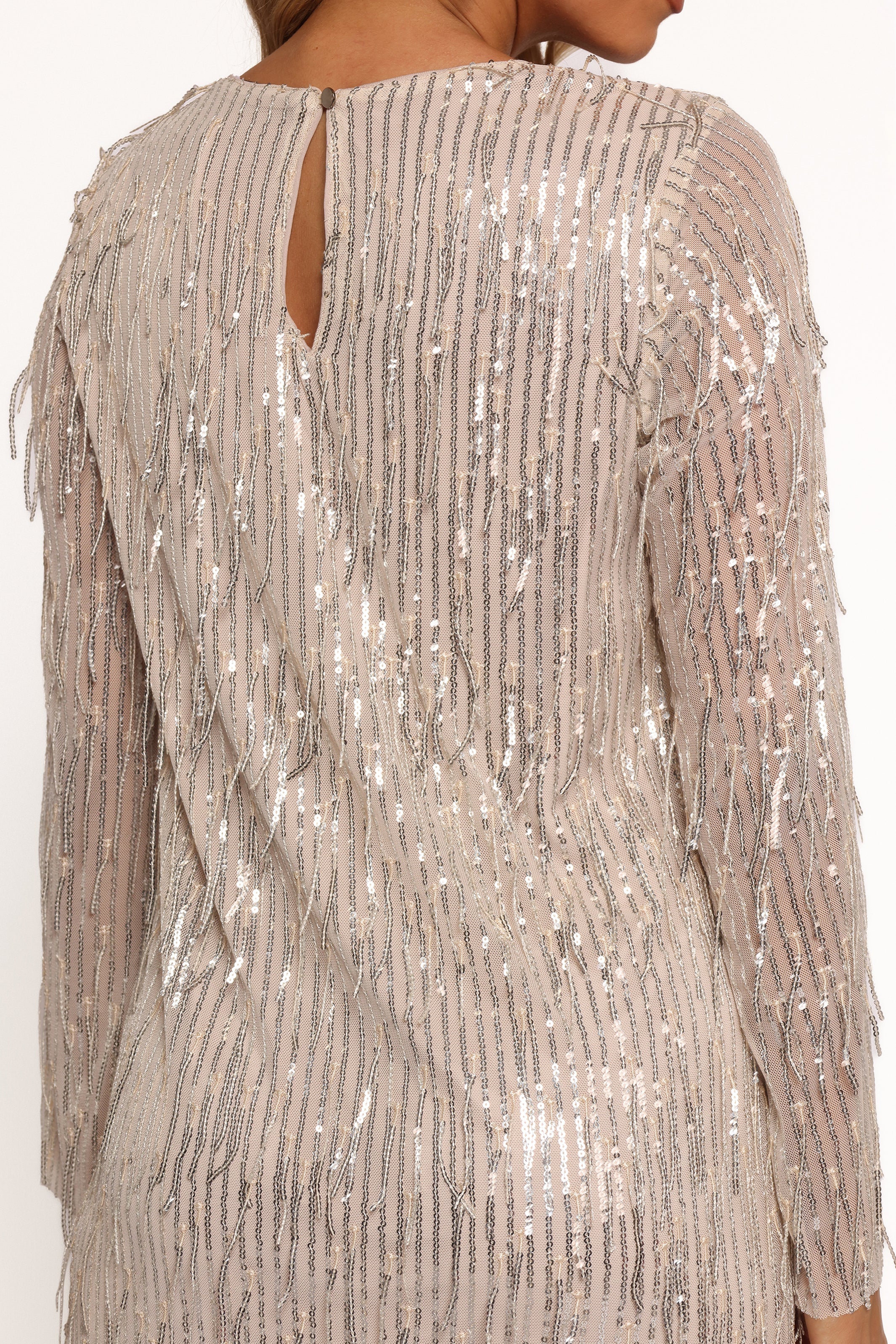 Serena Sequin Mini Dress - Nude/Silver