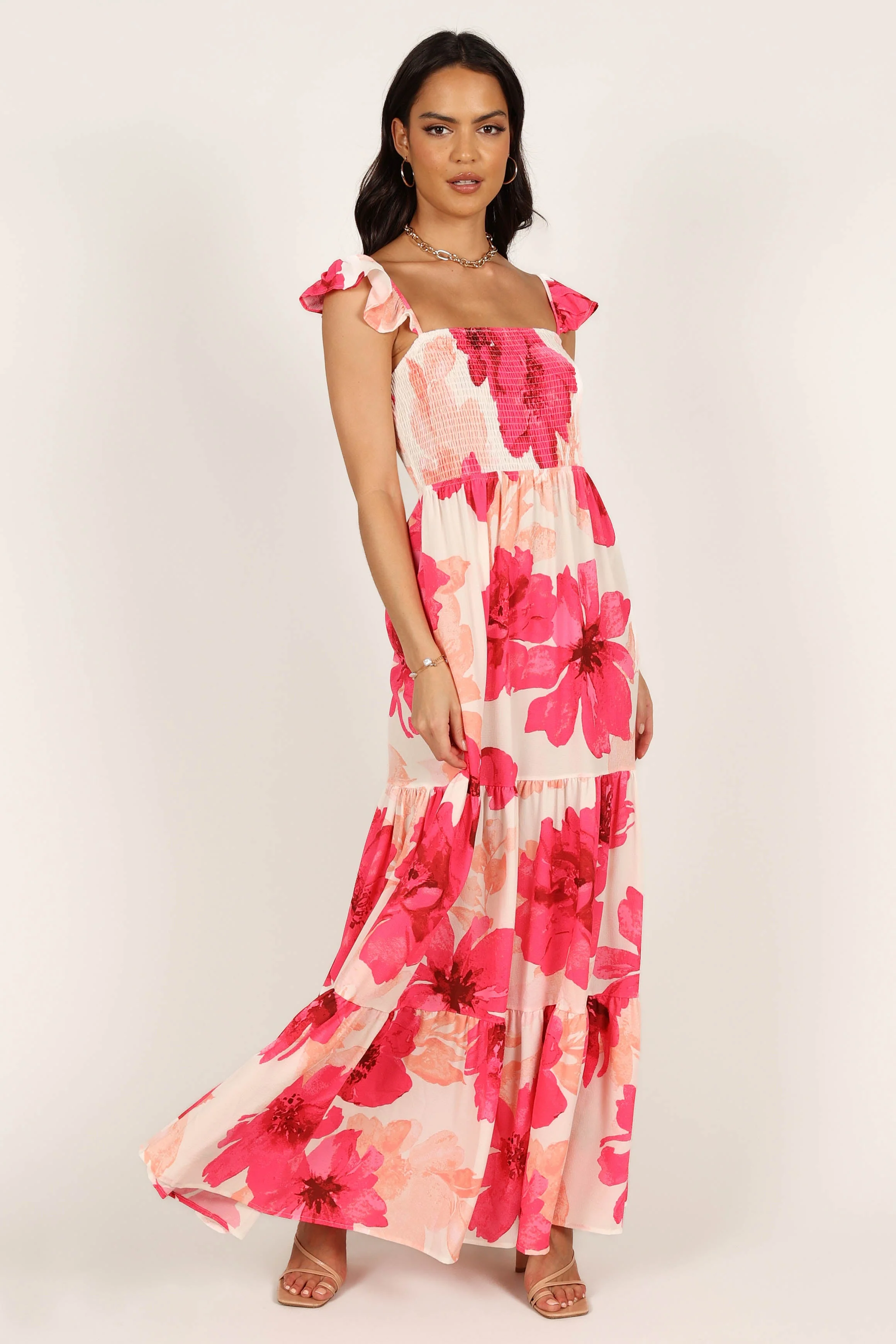 Tilly Shirred Maxi Dress - Pink
