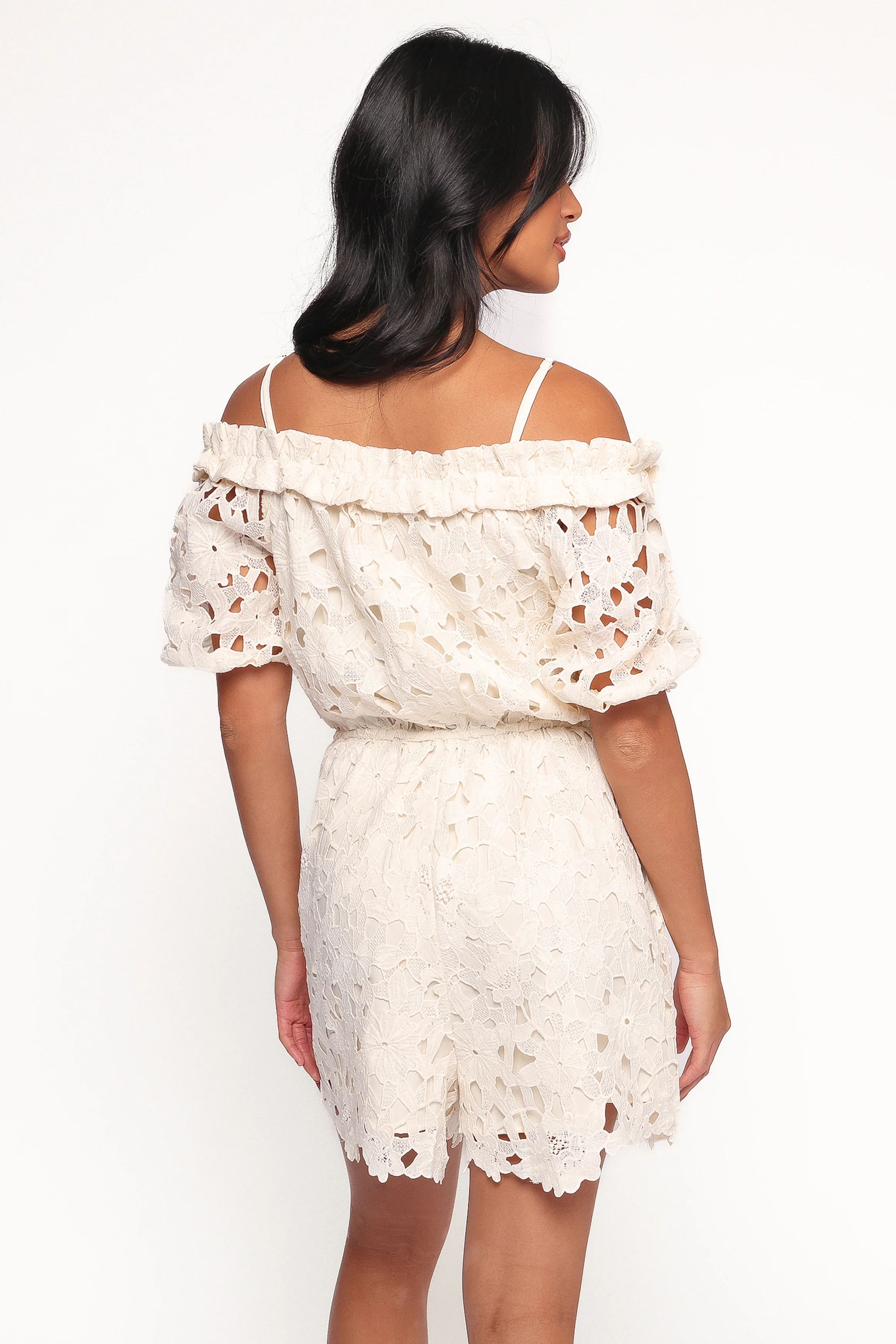 Athina Lace Romper - White