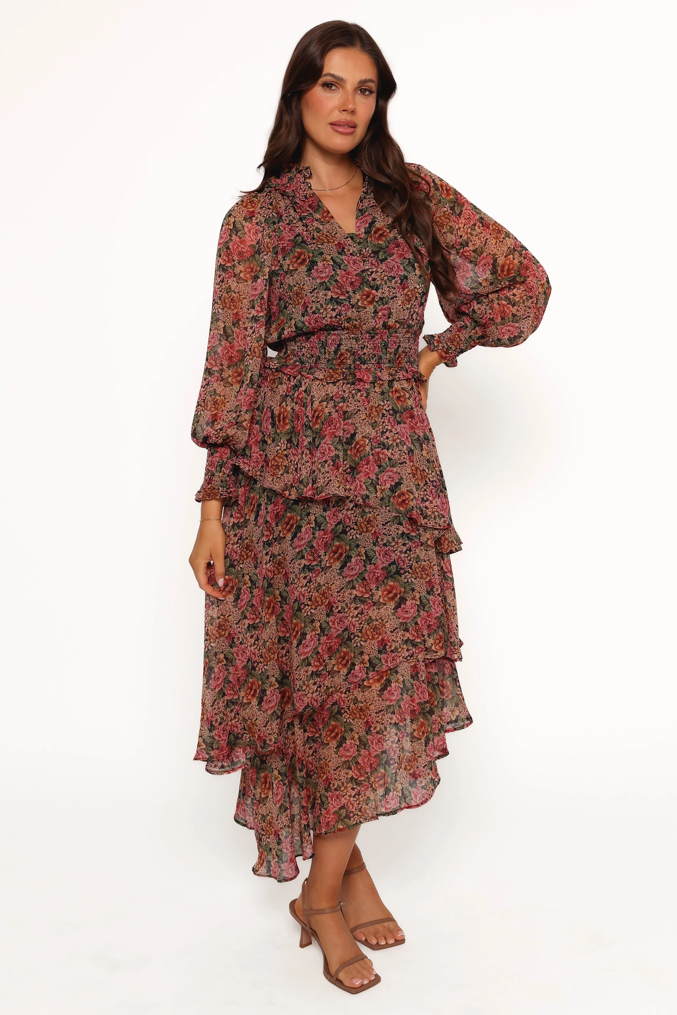 Vivian Midi Dress - Rose/Black