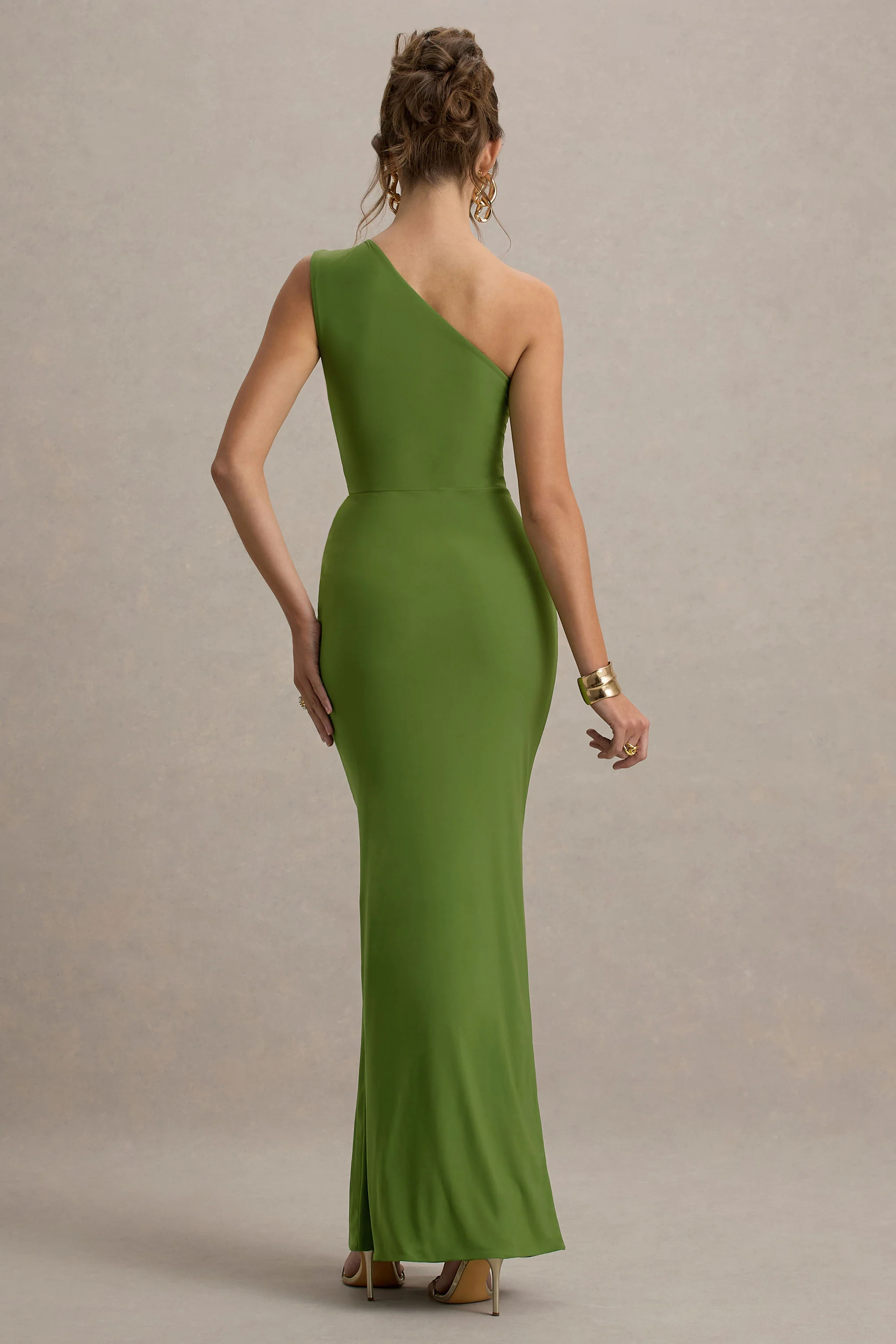 Galene | Green Asymmetric Wrap Maxi Dress