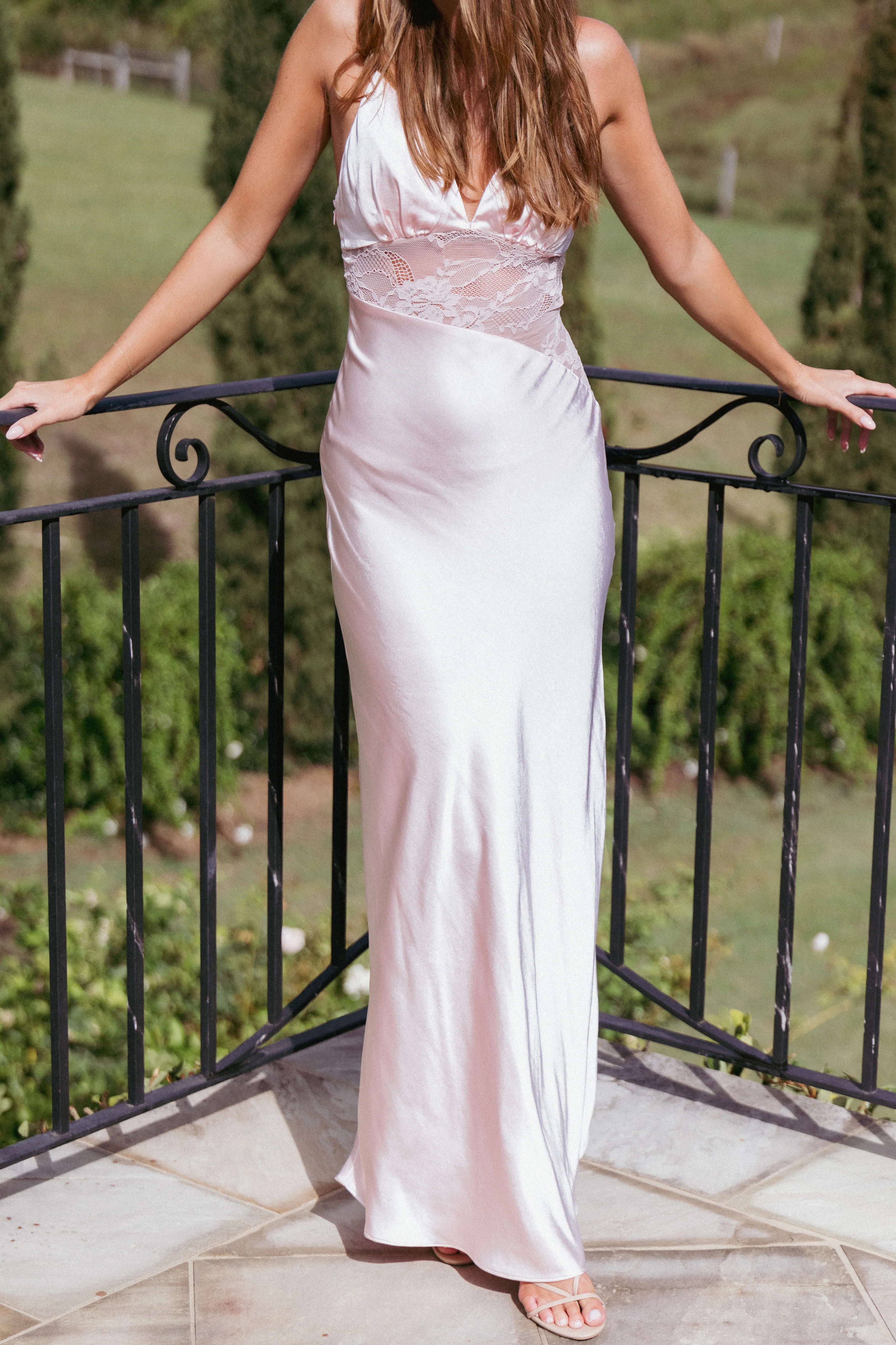 Milla Maxi Lace Dress - Pale Pink