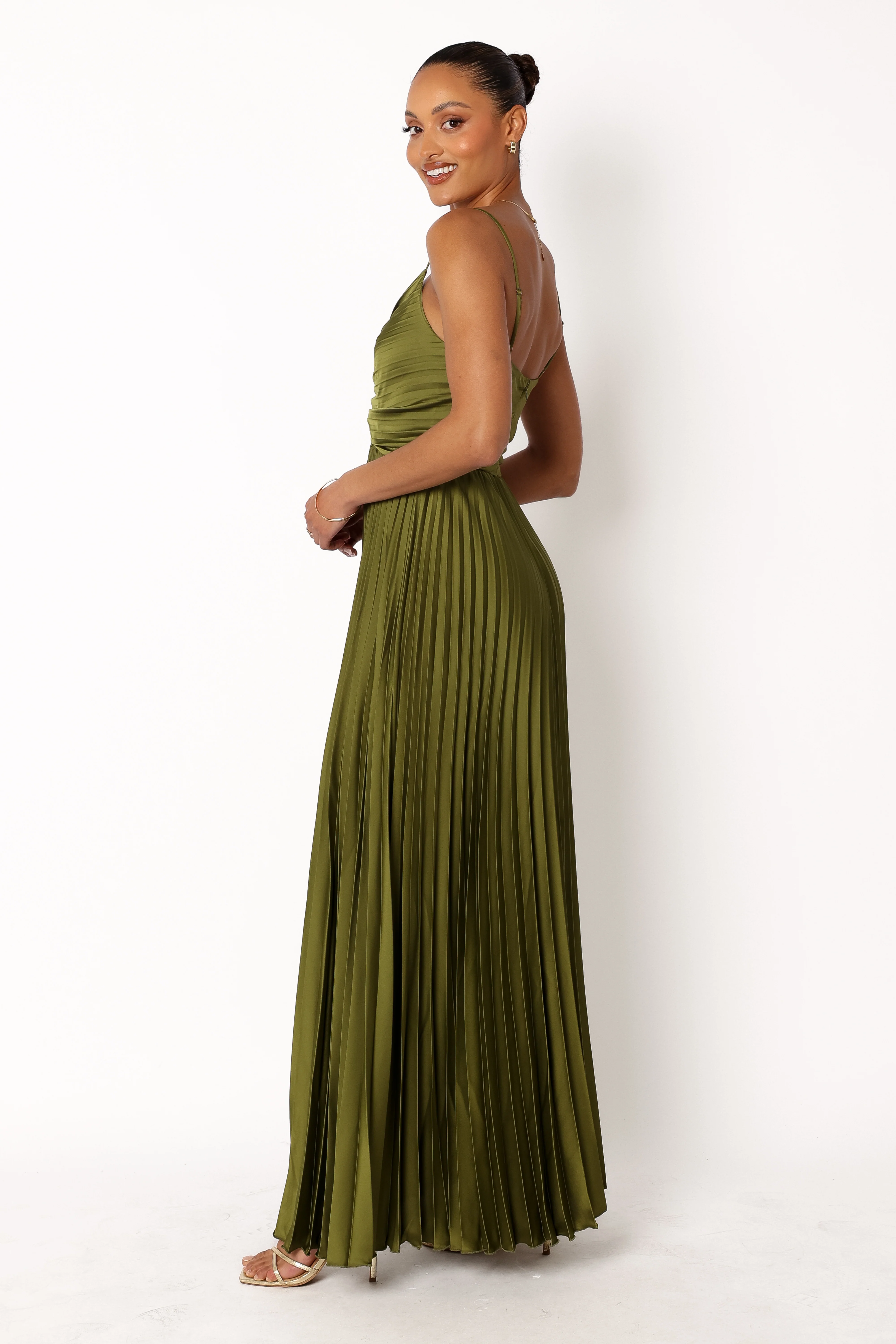 Naira Pleated Maxi Dress - Palm Green