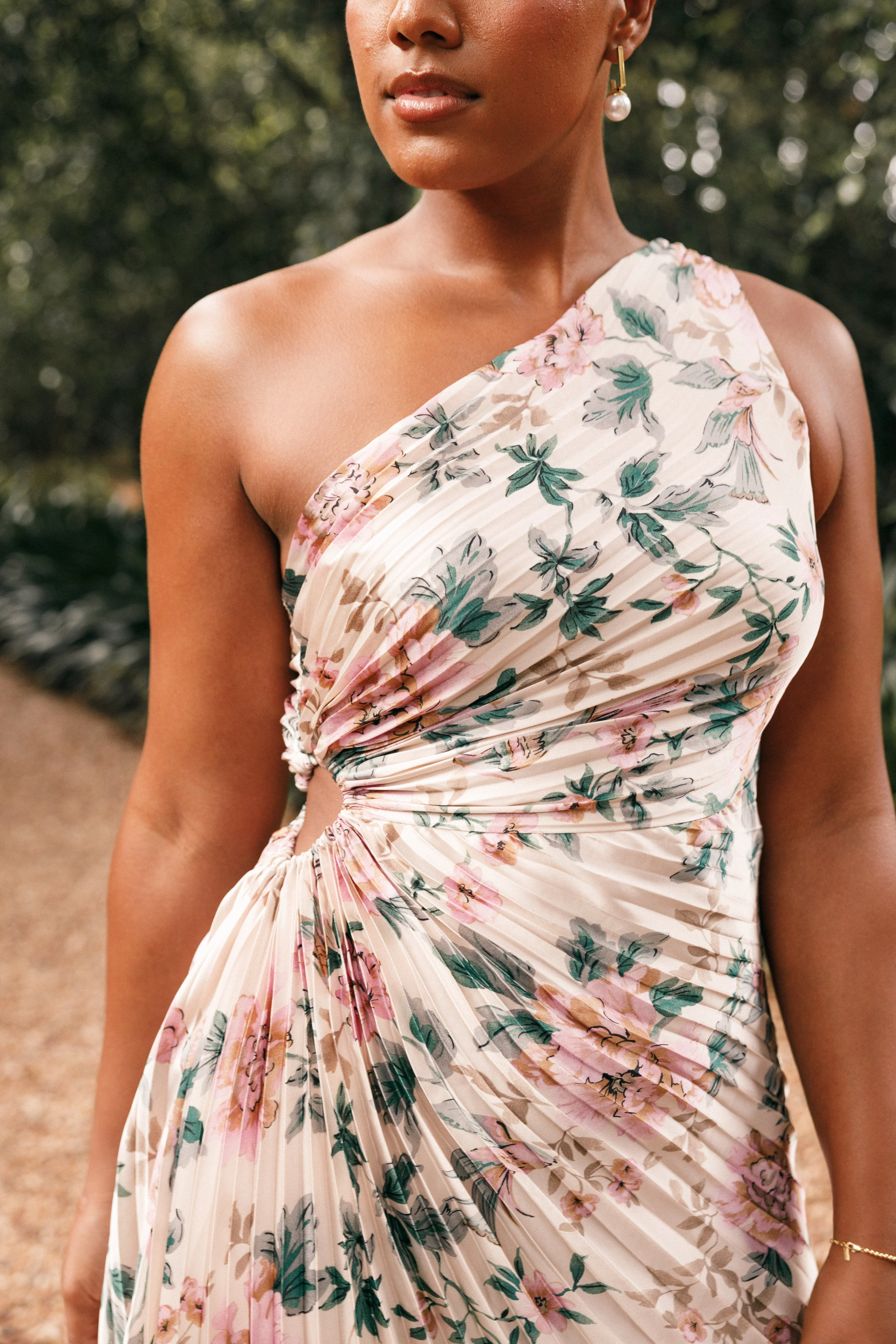 Kleo One Shoulder Maxi Dress - Pink Floral