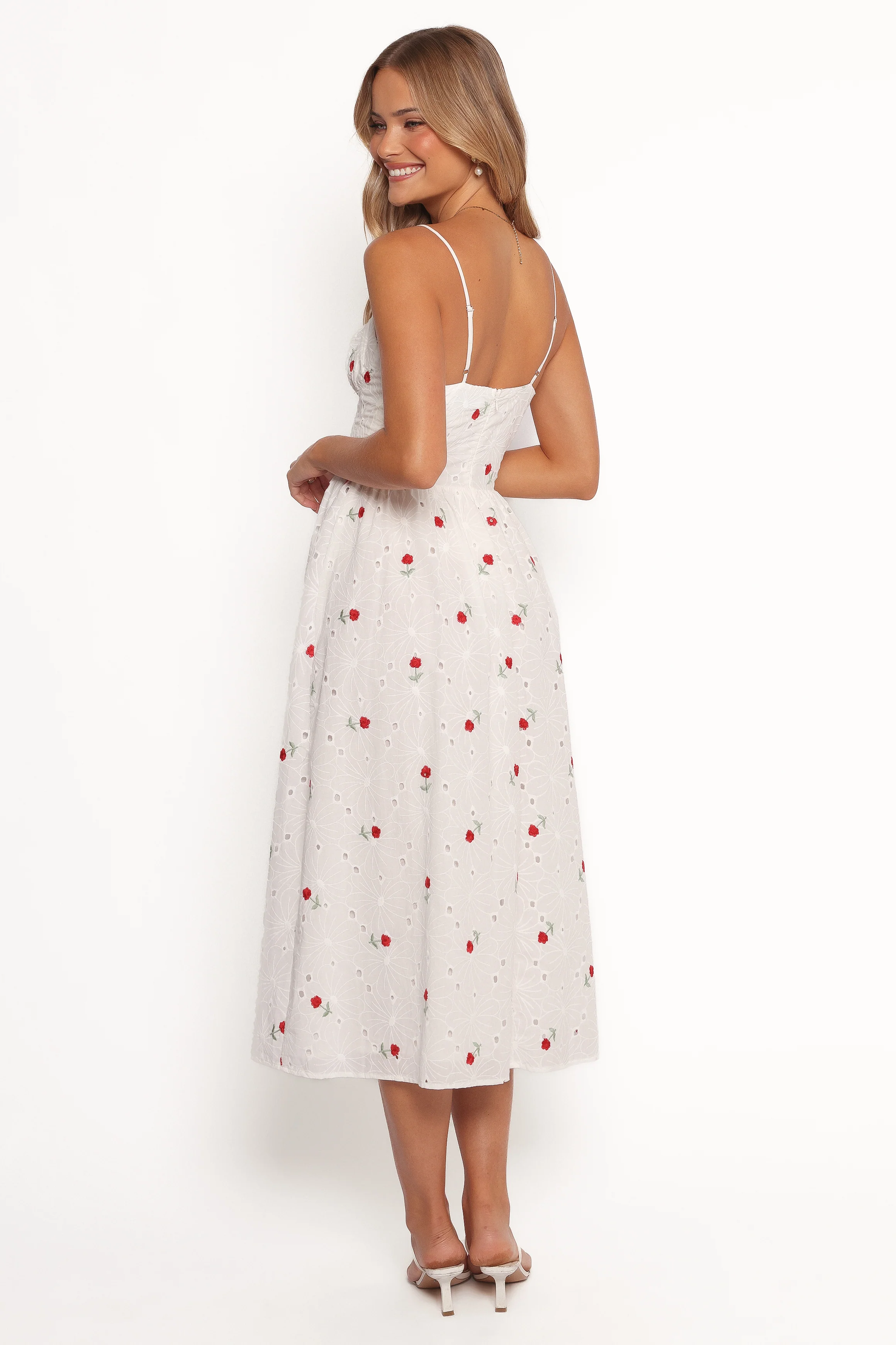 Paloma Maxi Dress - White Red Floral