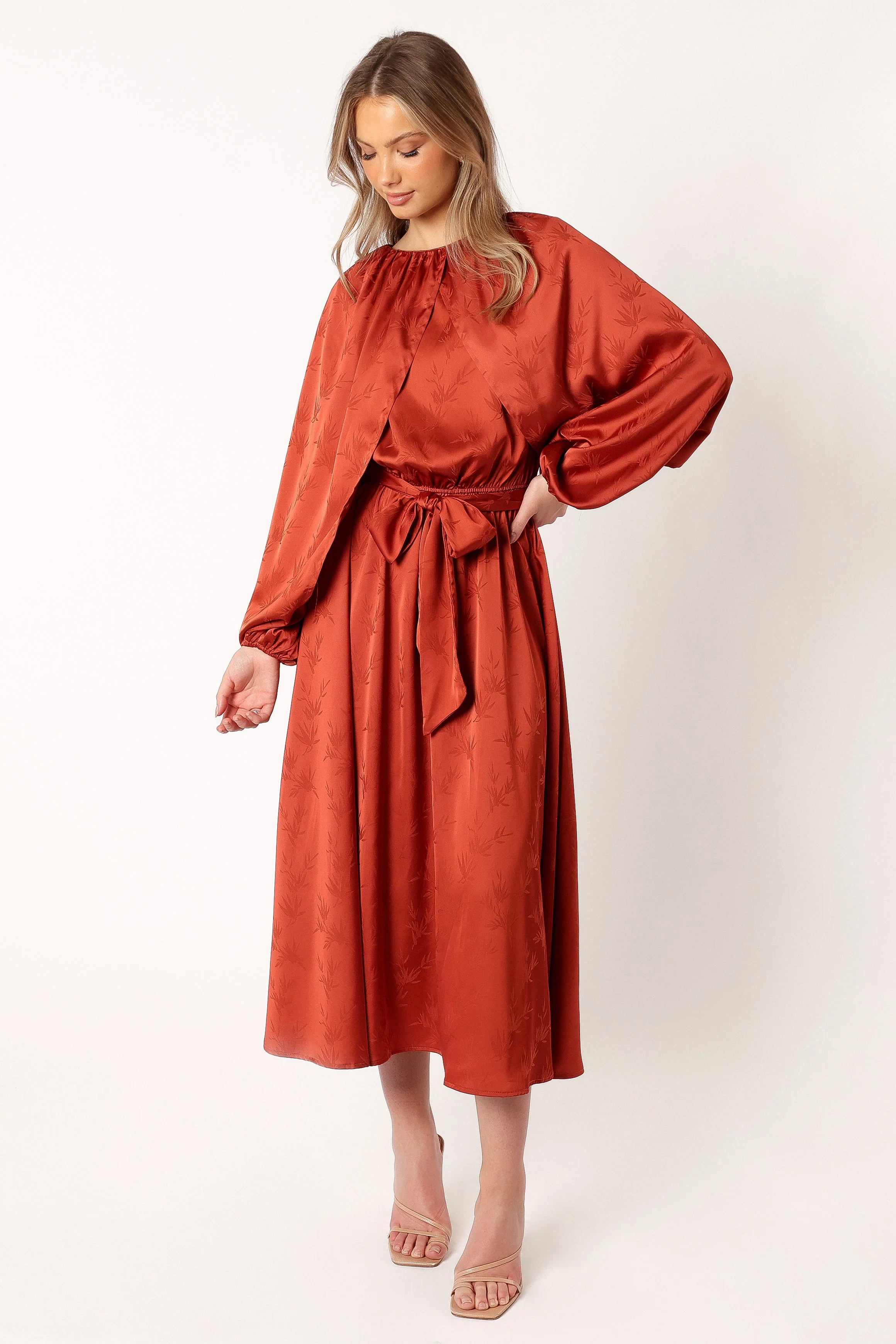 Lexie Long Sleeve Midi Dress - Bronze