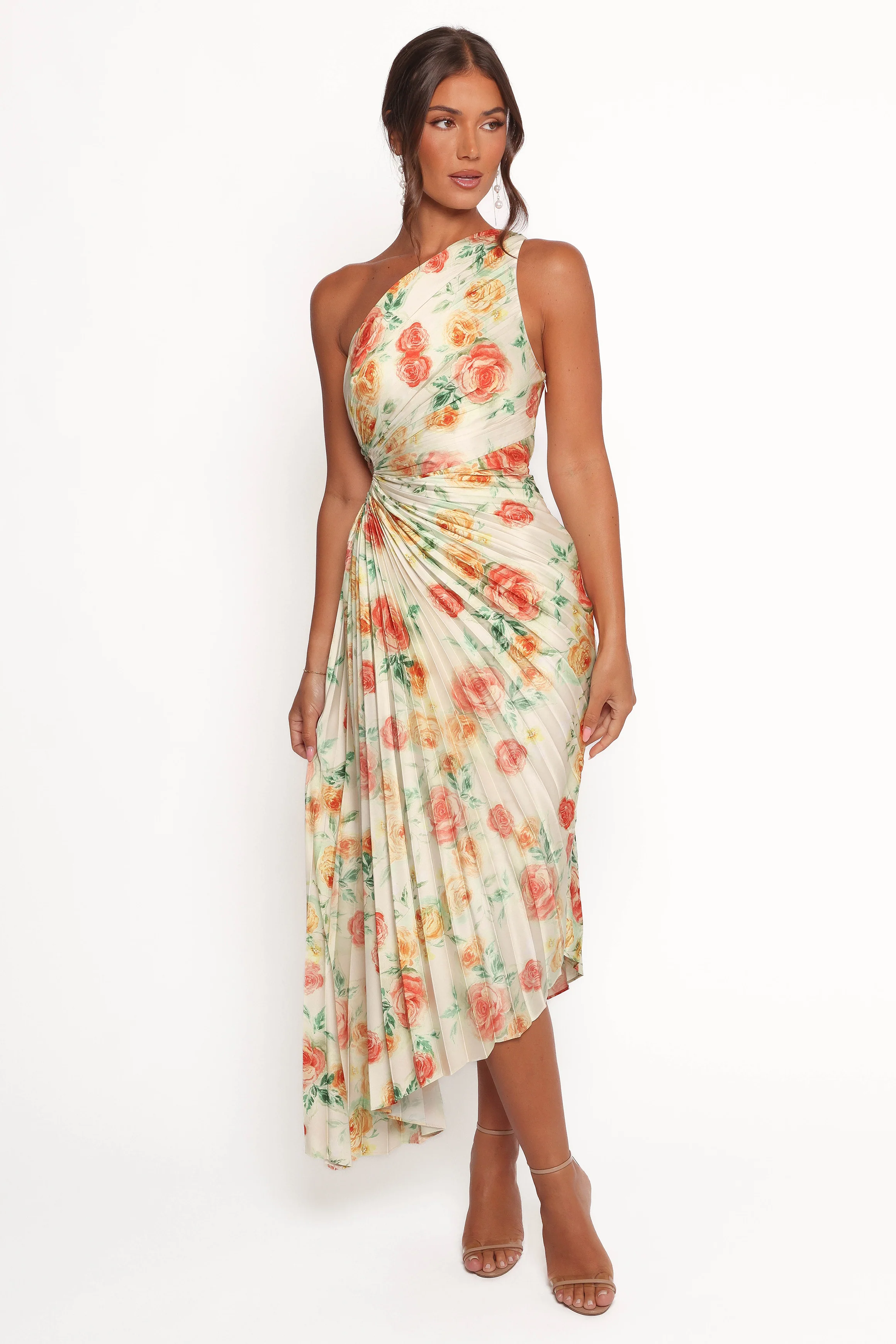 Kleo One Shoulder Maxi Dress - Yellow Floral