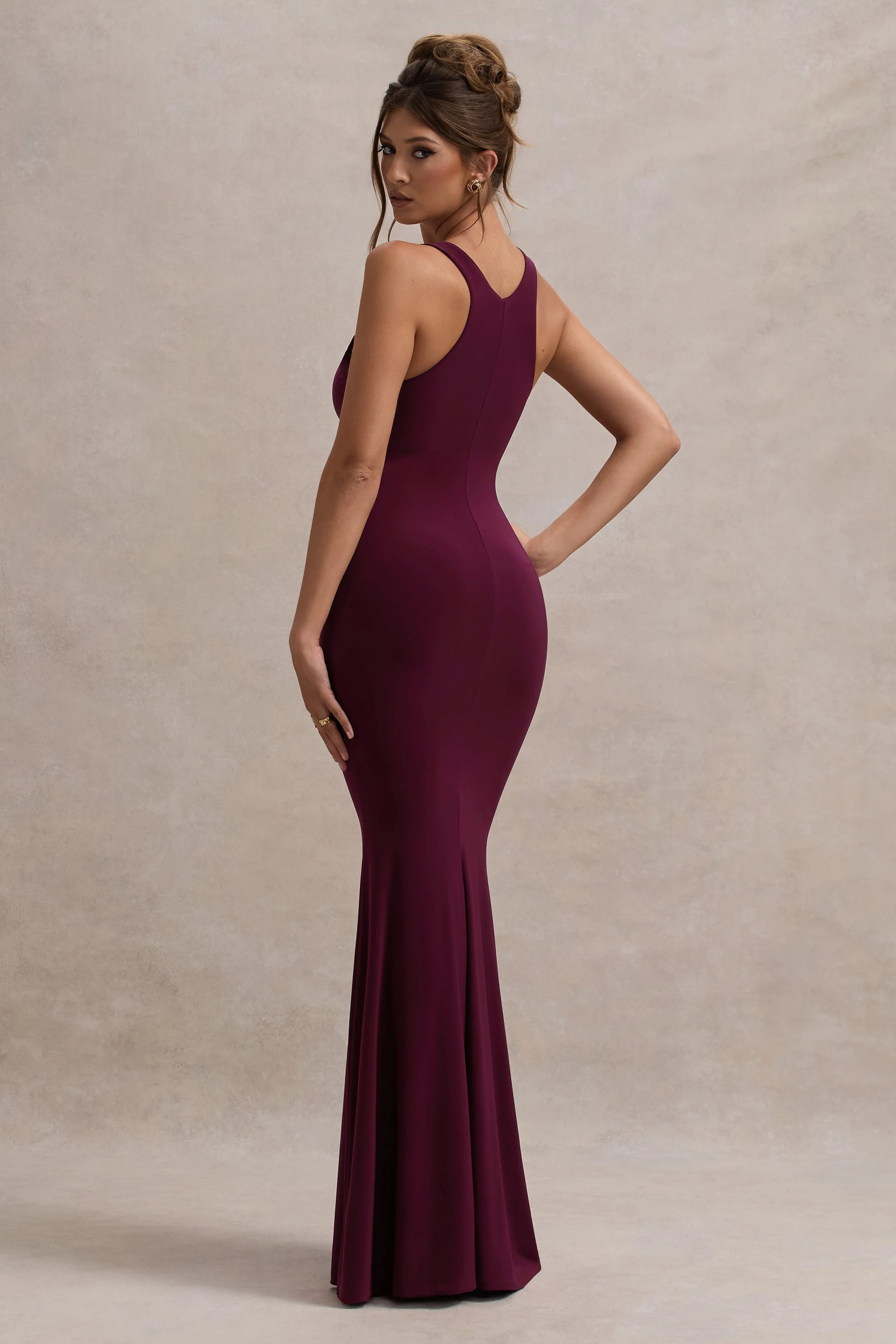 Mahina | Burgundy Square-Neck Maxi Dress