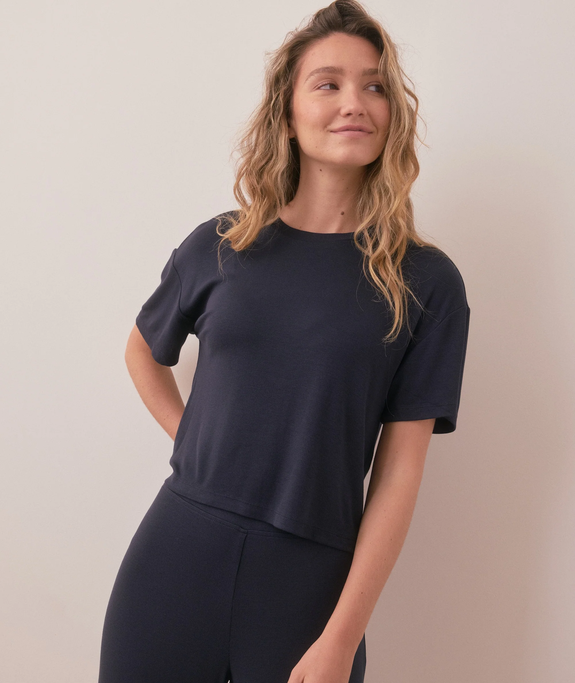 Lexi Rib Lounge Cropped Tee