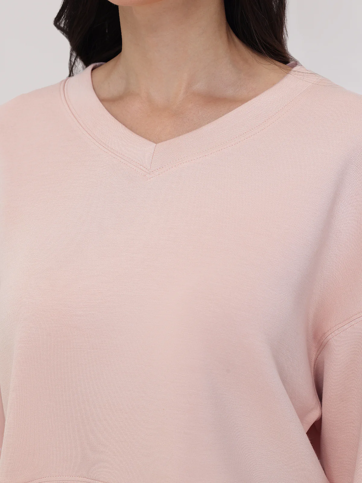 V-Neck Crop Sweatshirt