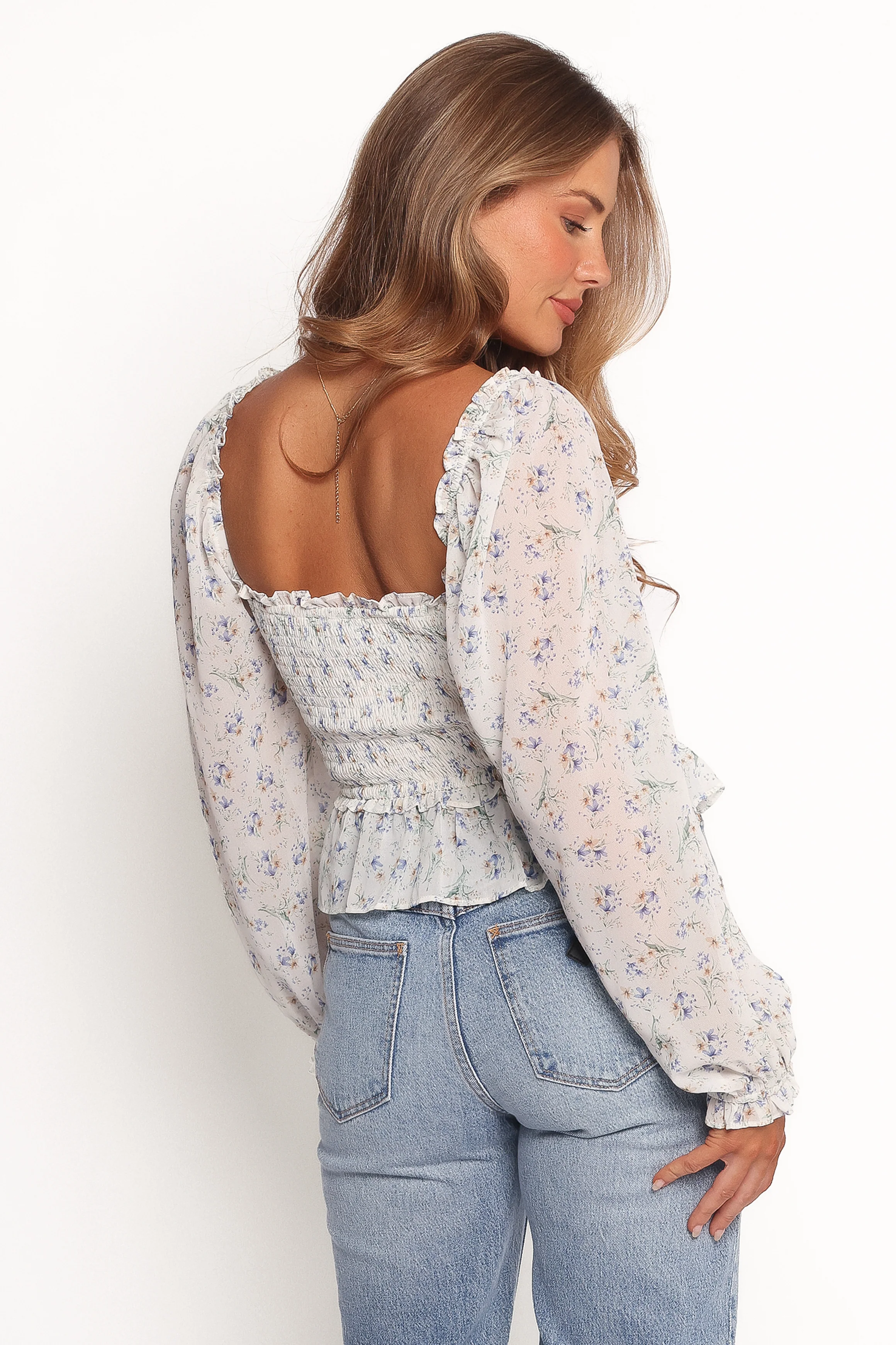 Paloma Long Sleeve Top - Blue Floral