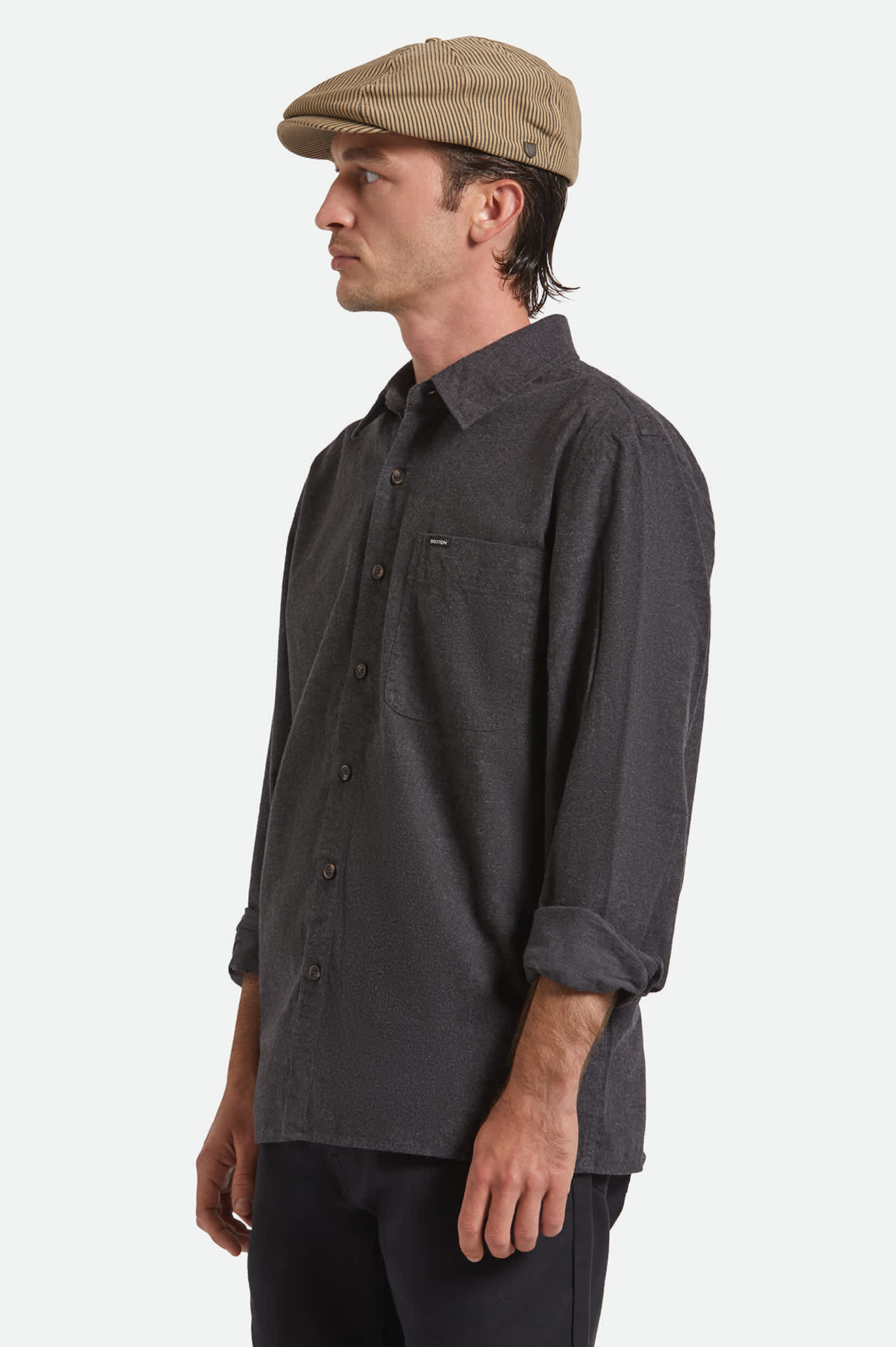 Brood Newsboy Cap - Dark Tan/Black Hickory Stripe