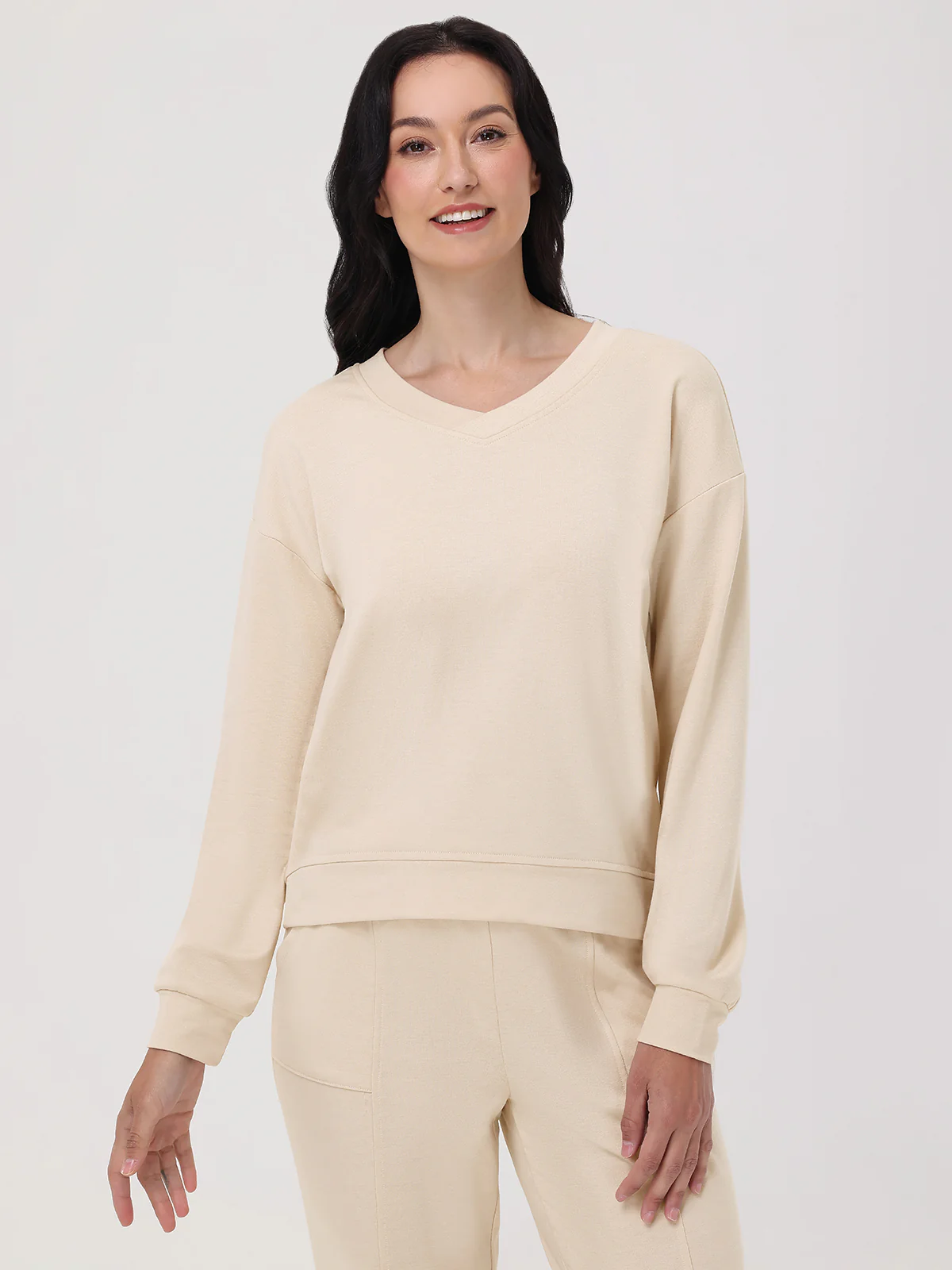 French Terry V-Neck Sweatshirt