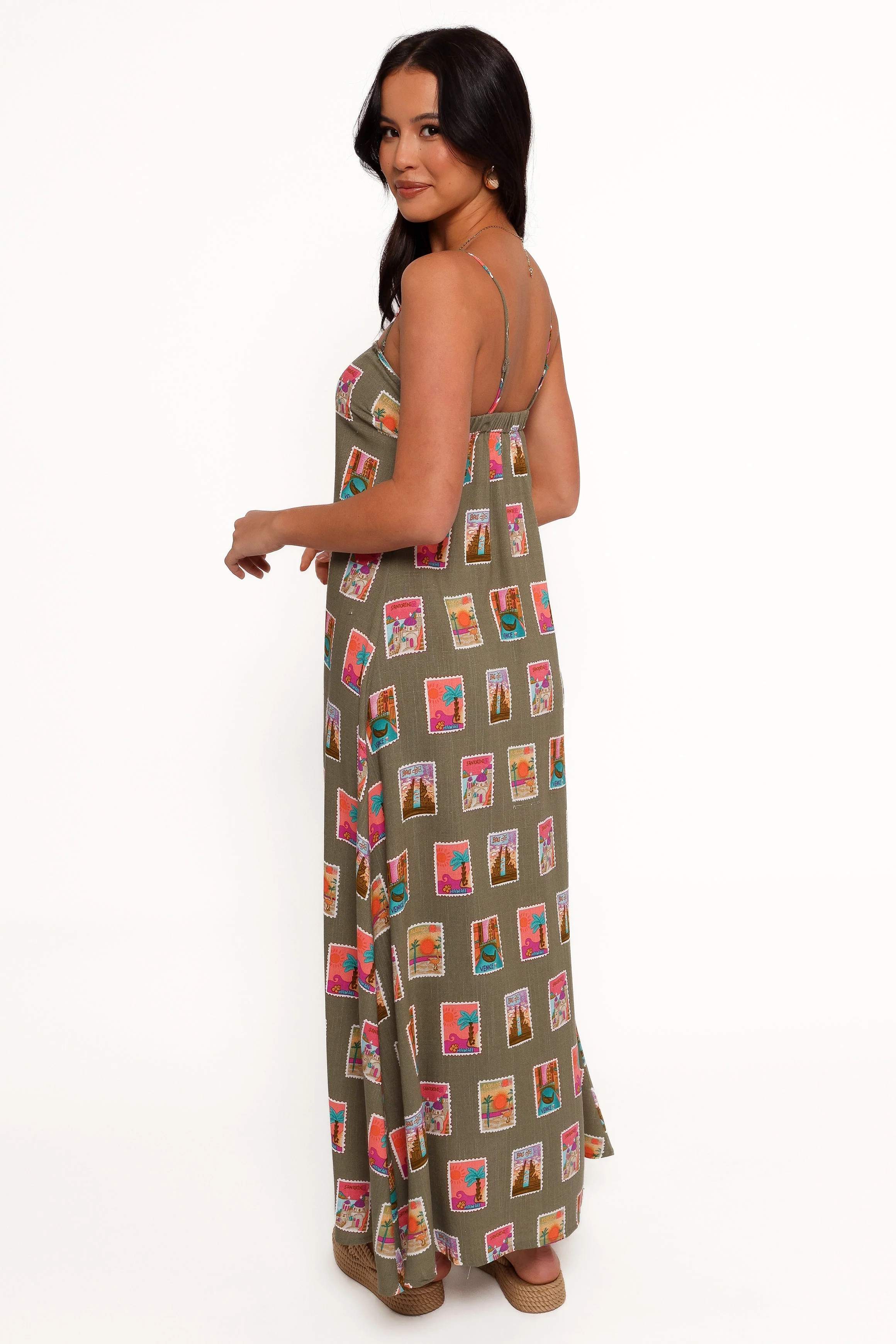 Aoife Maxi Dress - Olive Print