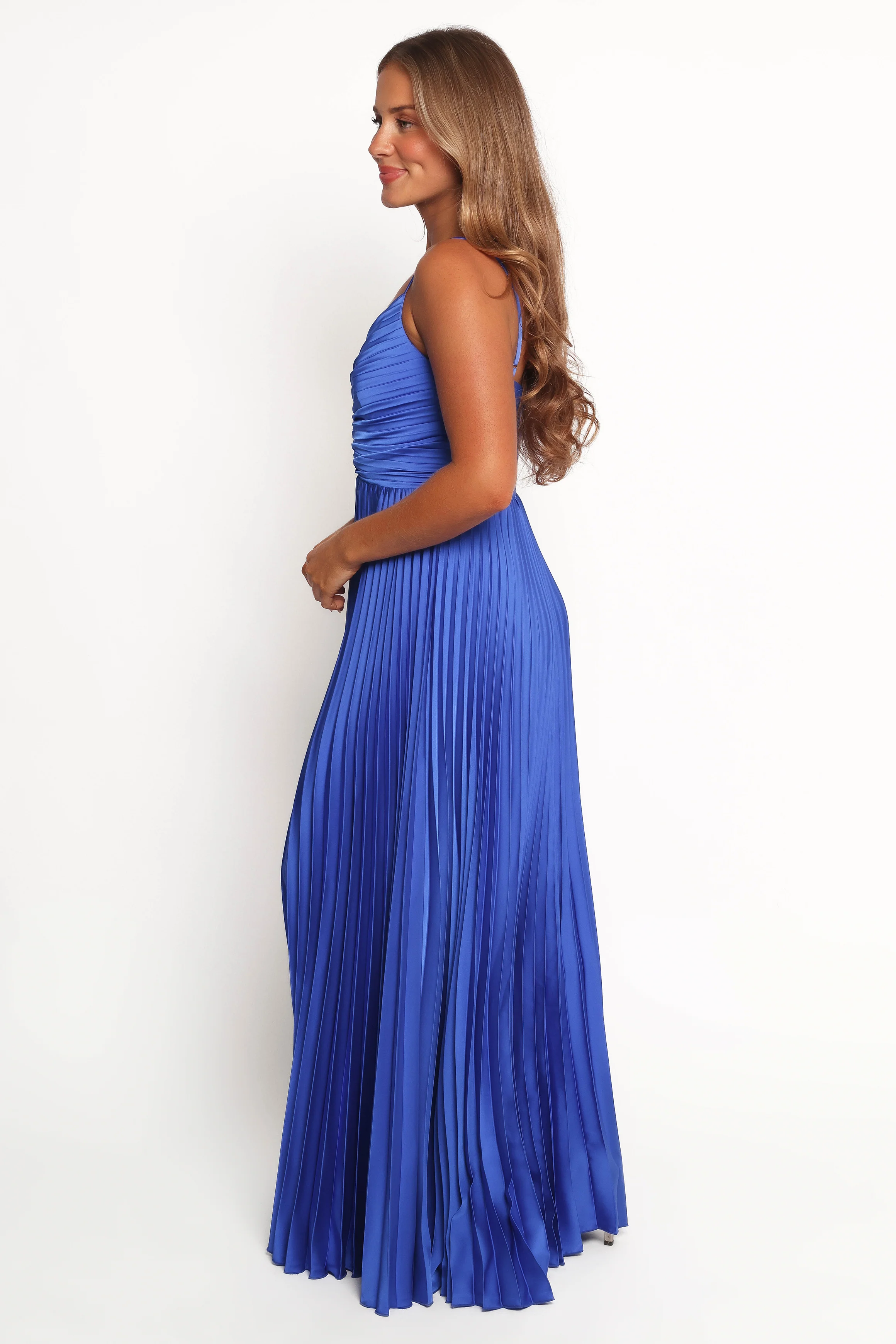 Naira Pleated Maxi Dress - Blue