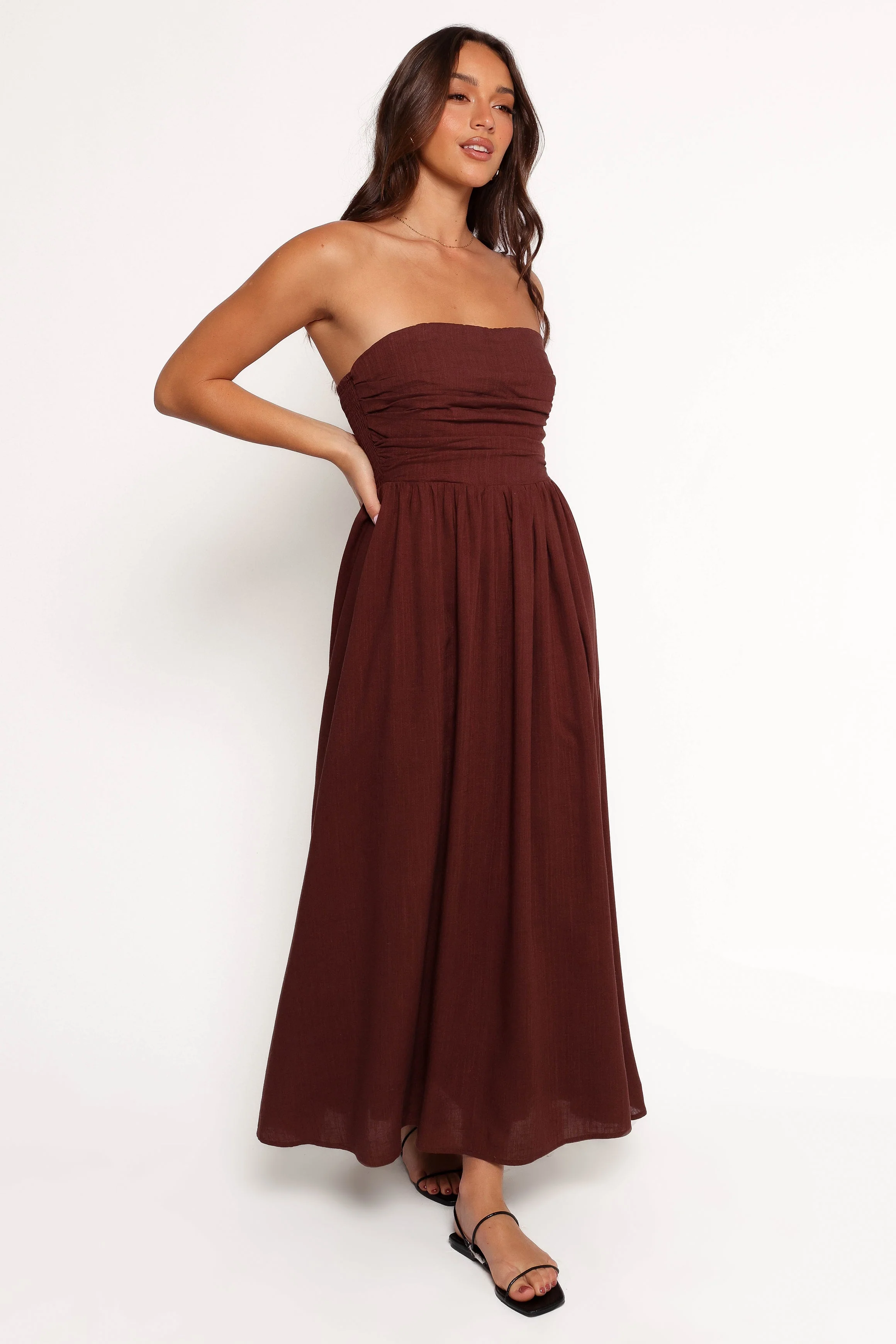Kayt Strapless Dress - Chocolate Brown