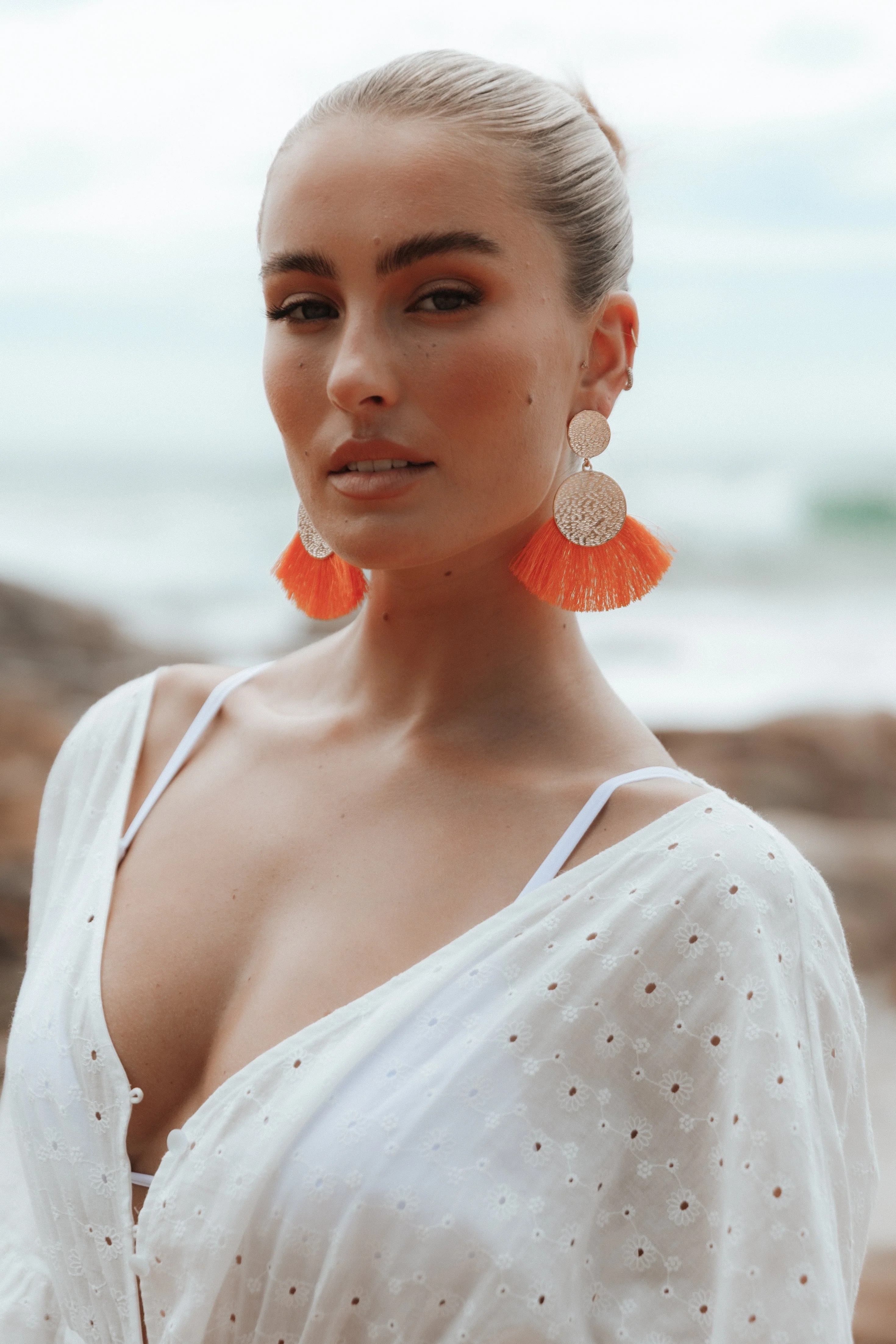 Eloise Tassel Earrings - Gold/Orange