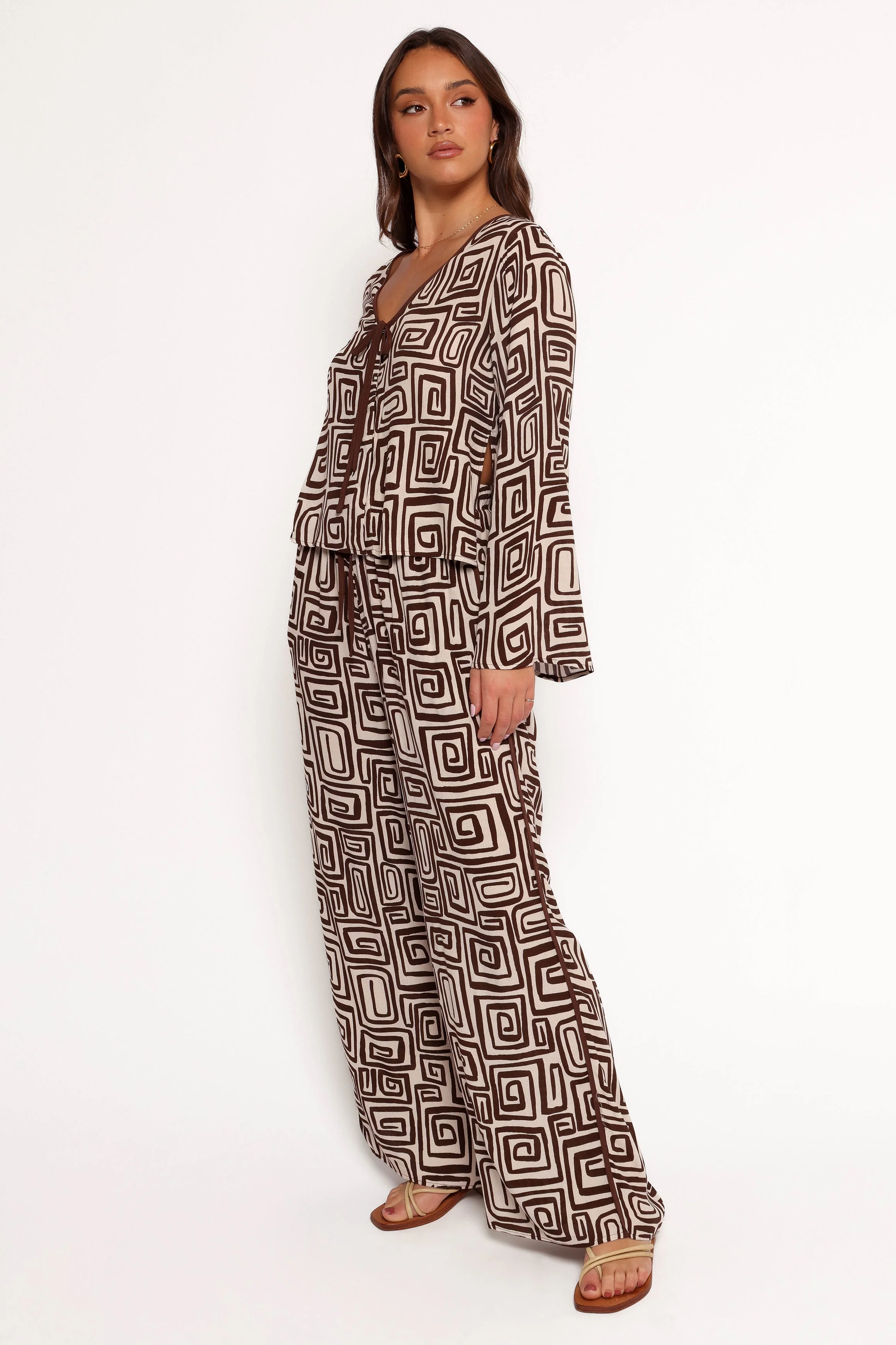 Imogen Pant - Chocolate Brown Print