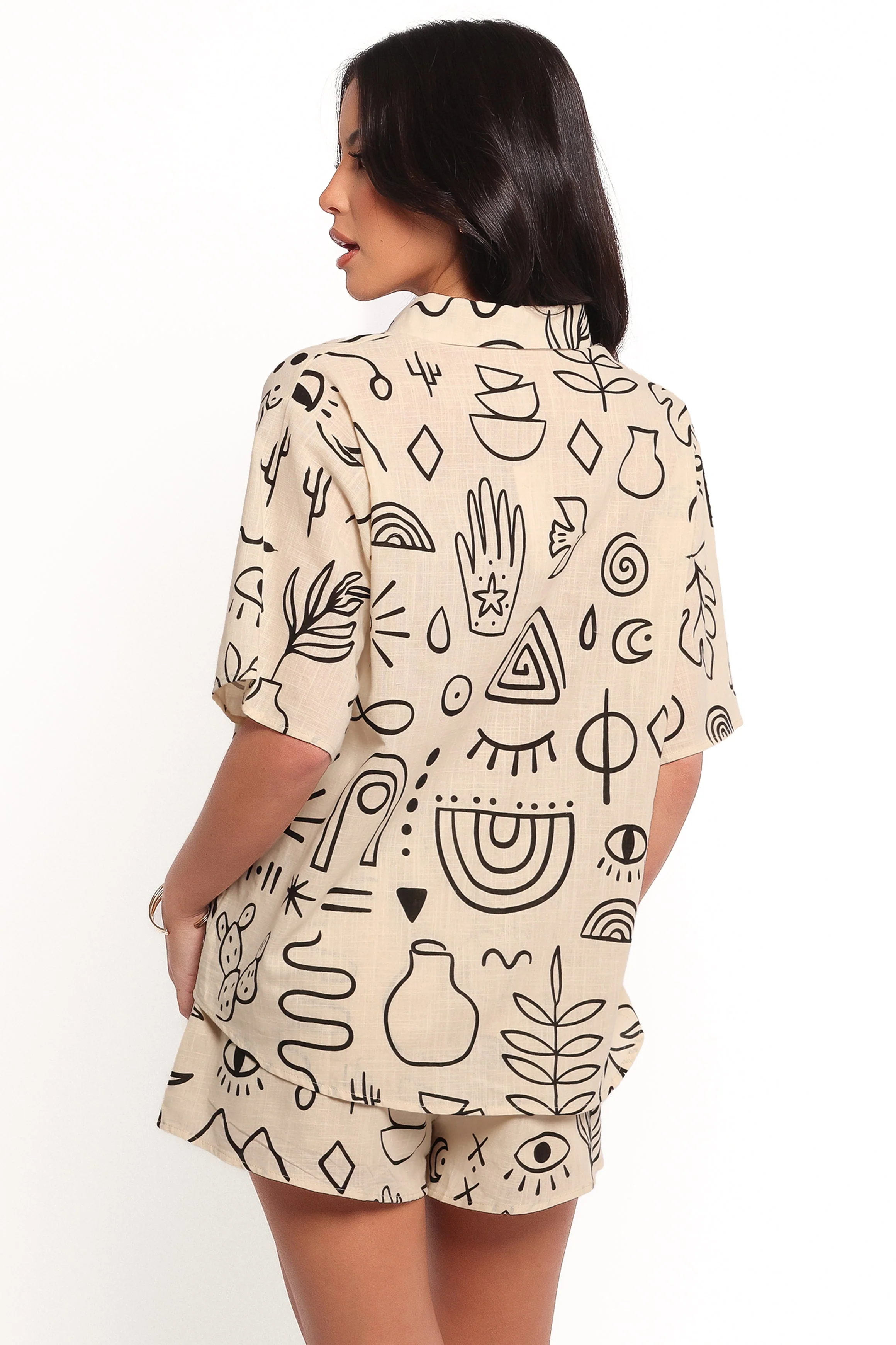 Isabella Short Set - Beige Black