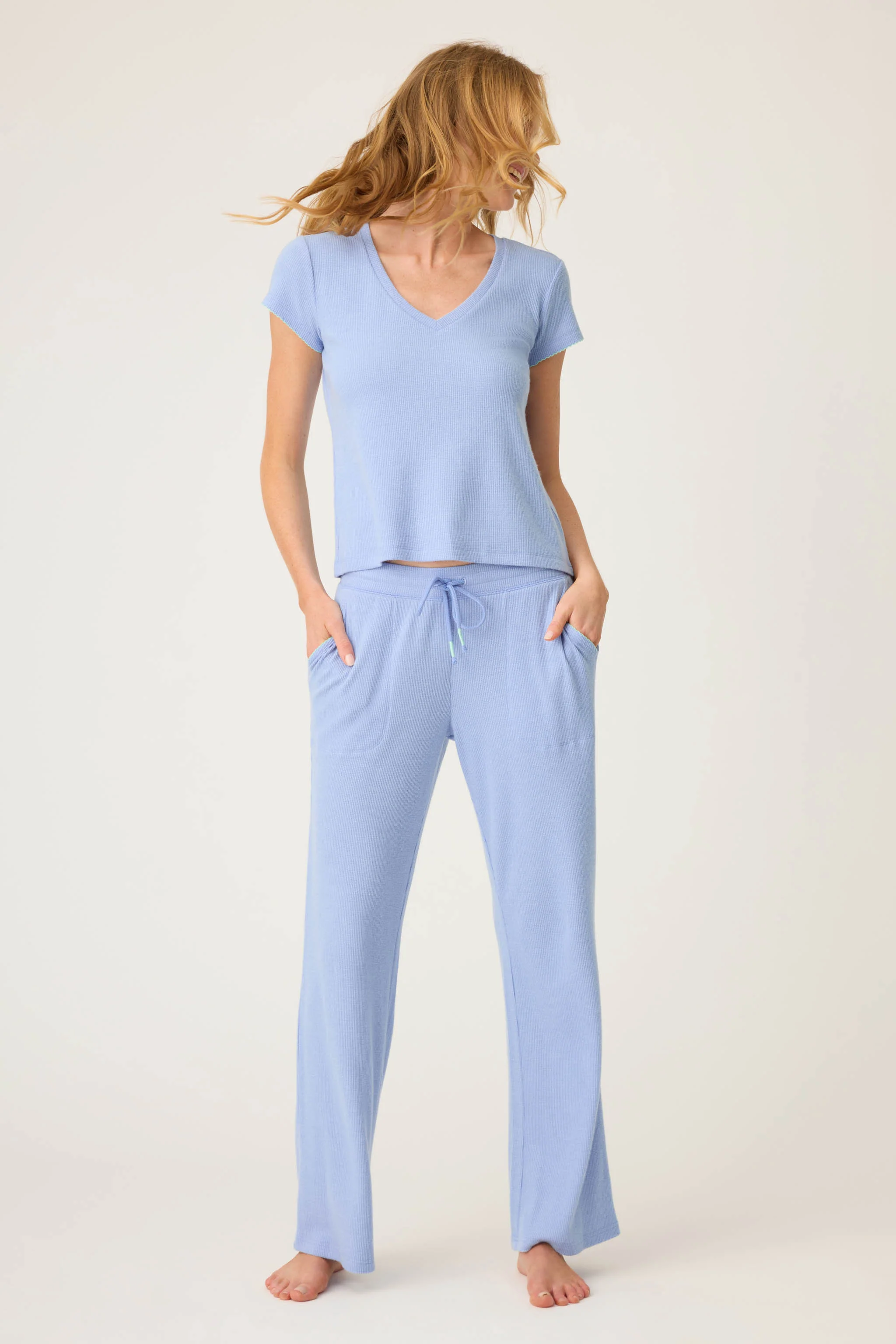 Vacay Vibes Baby Peachy Waffle Pants