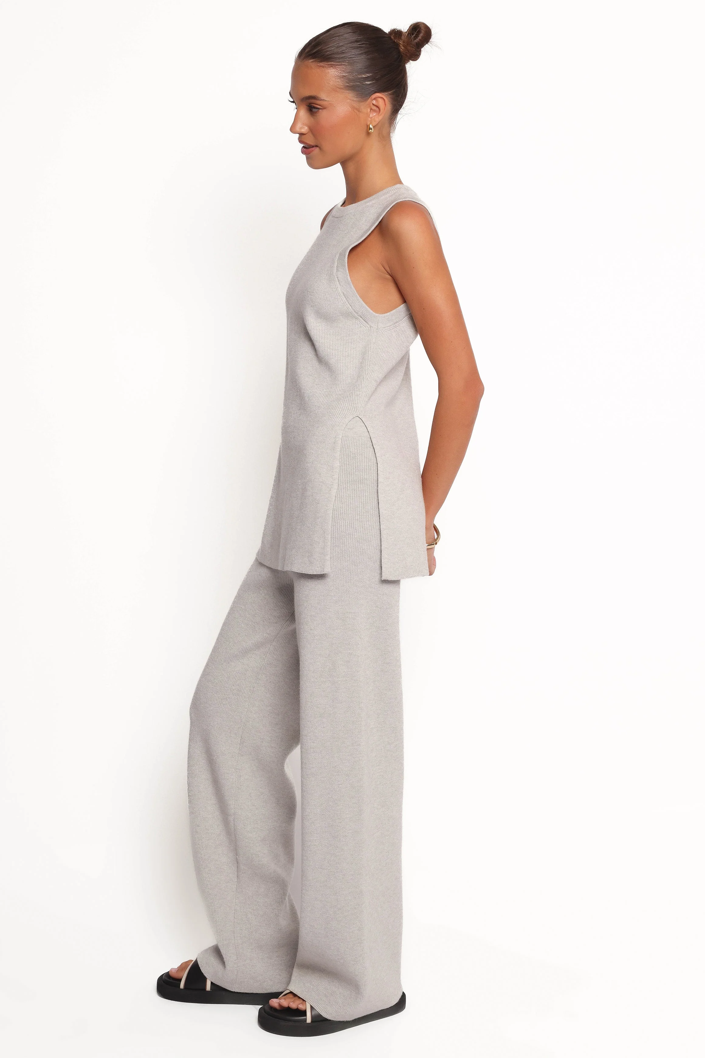 Ellory Knitted Pant Set - Light Grey