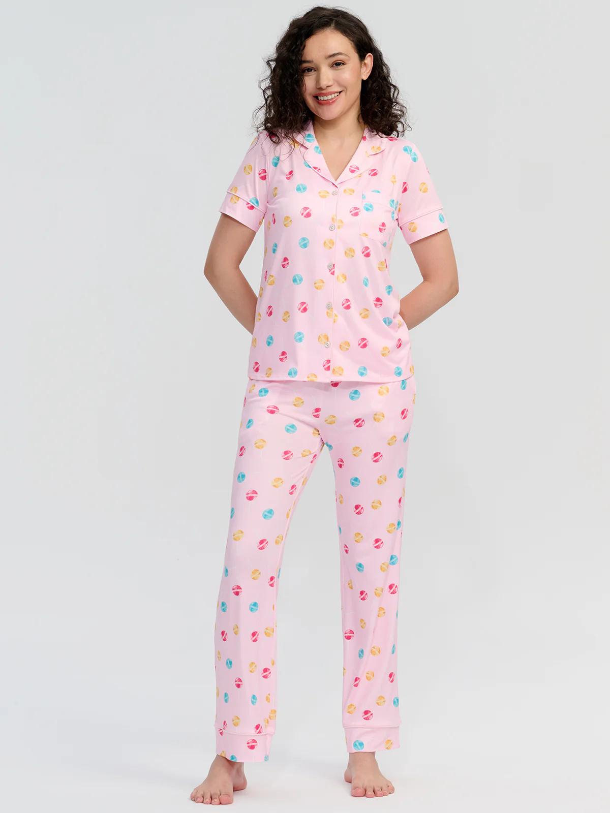 Print Short Sleeve Pajamas Set