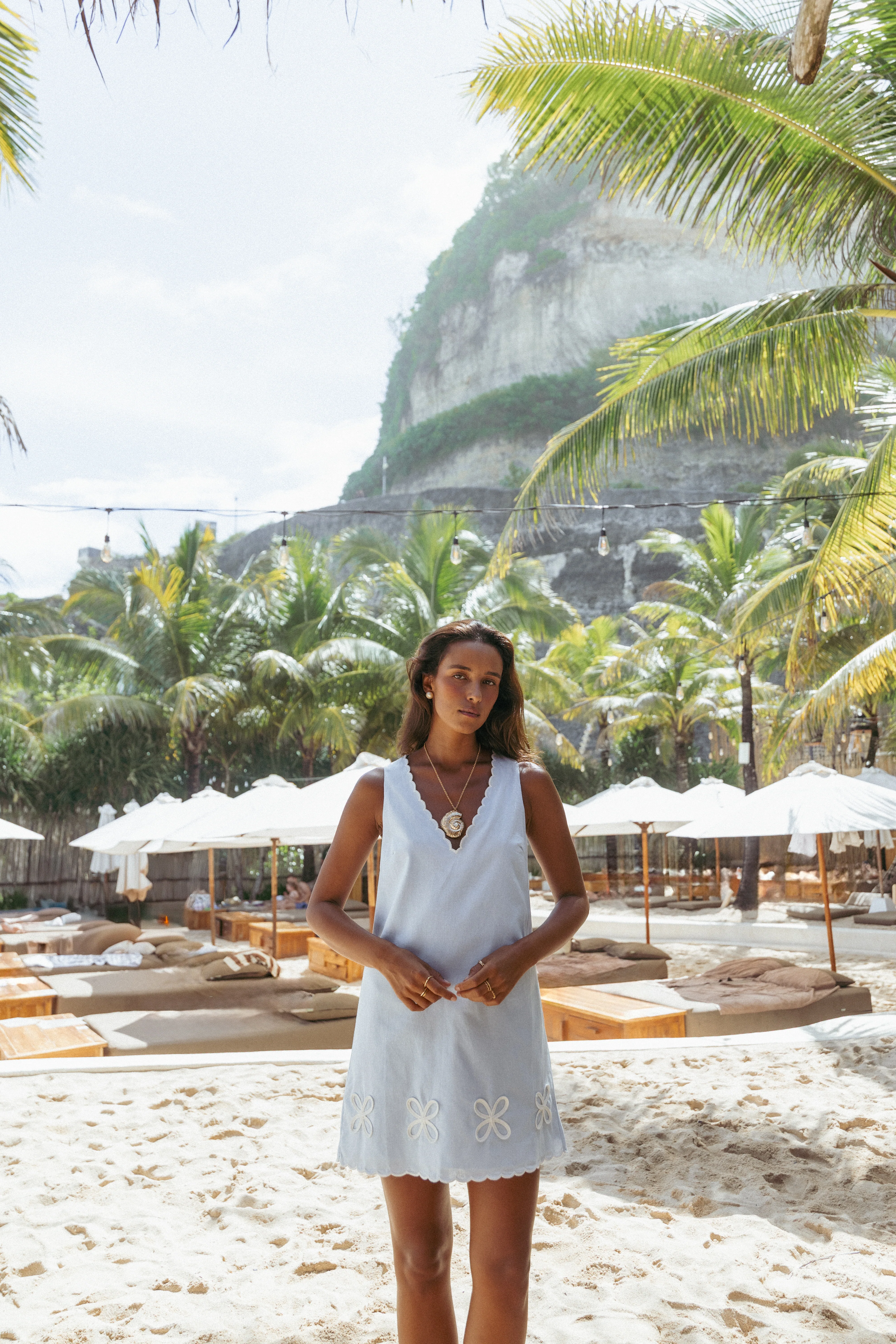 Thalia Mini Dress - Blue/White