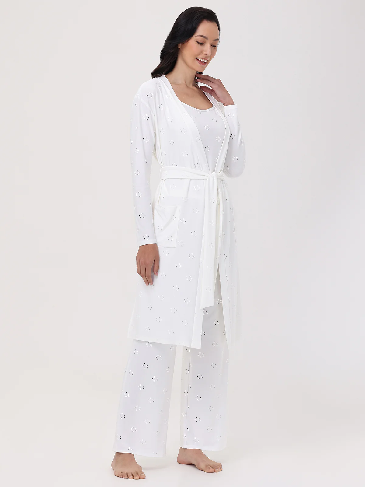 Pointelle Flower Robe