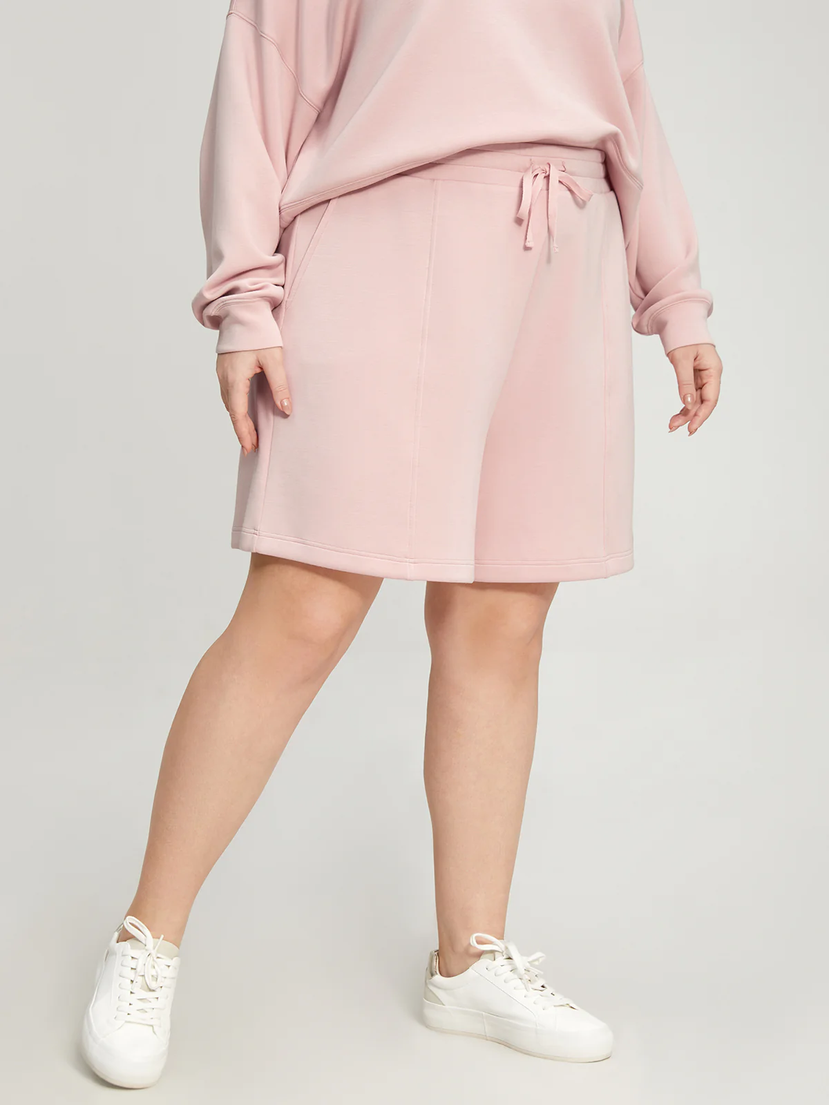 Plus Belted Pintuck Shorts