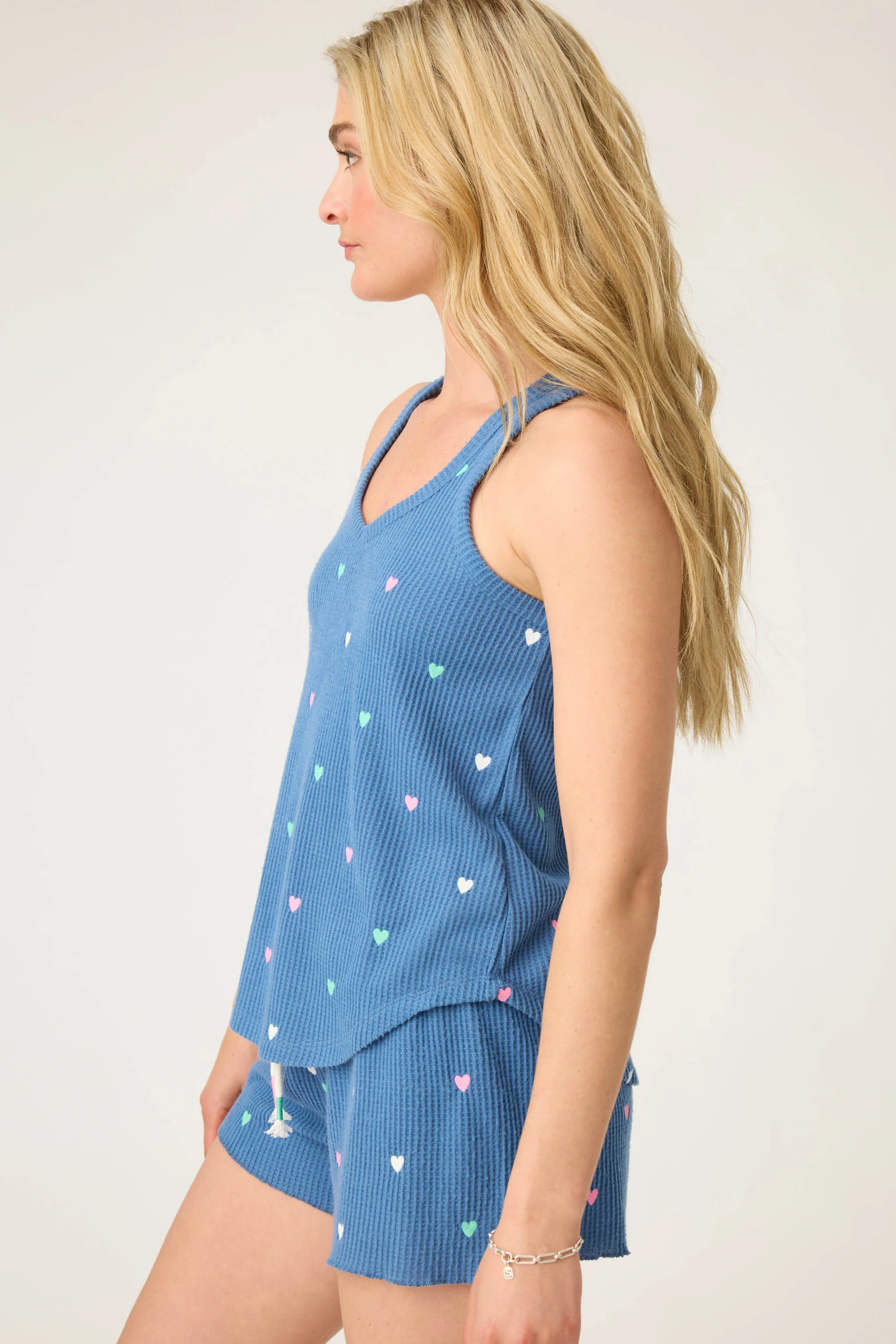 Love Club Tank Top with Embroidered Hearts