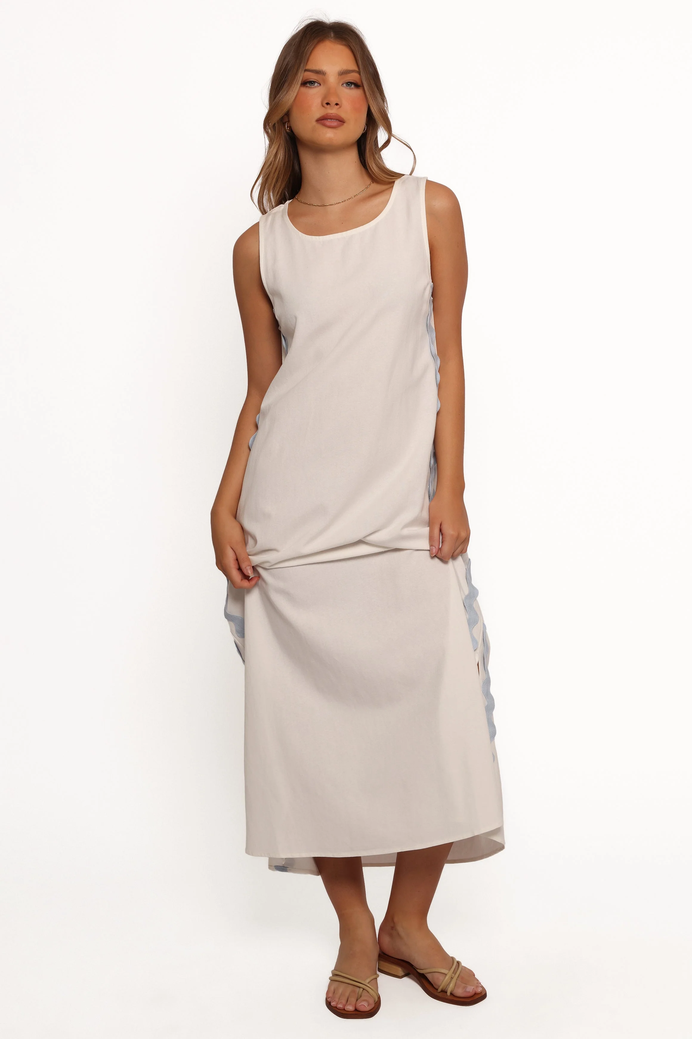 Lennie Midi Dress - Cream Blue