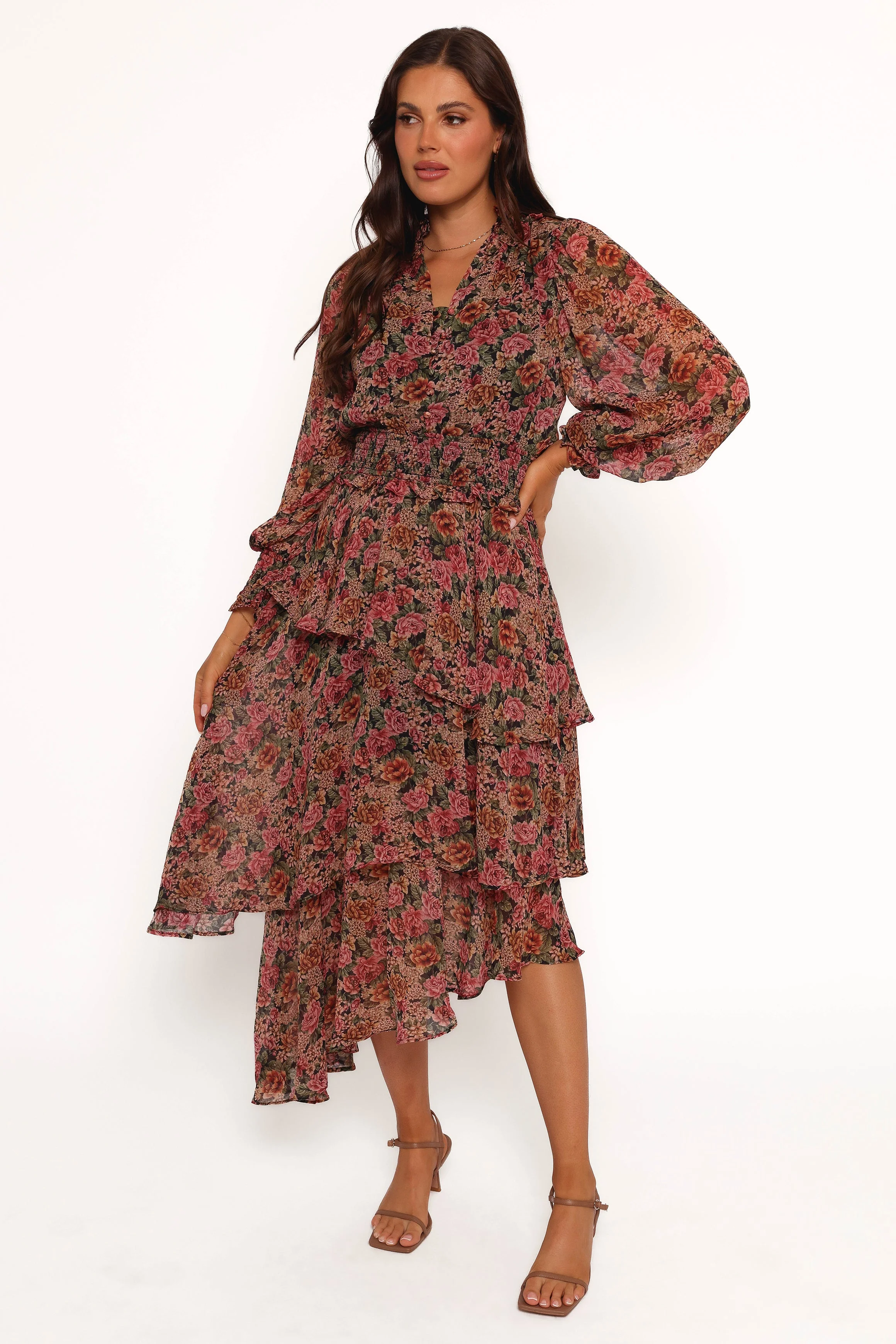 Vivian Midi Dress - Rose/Black