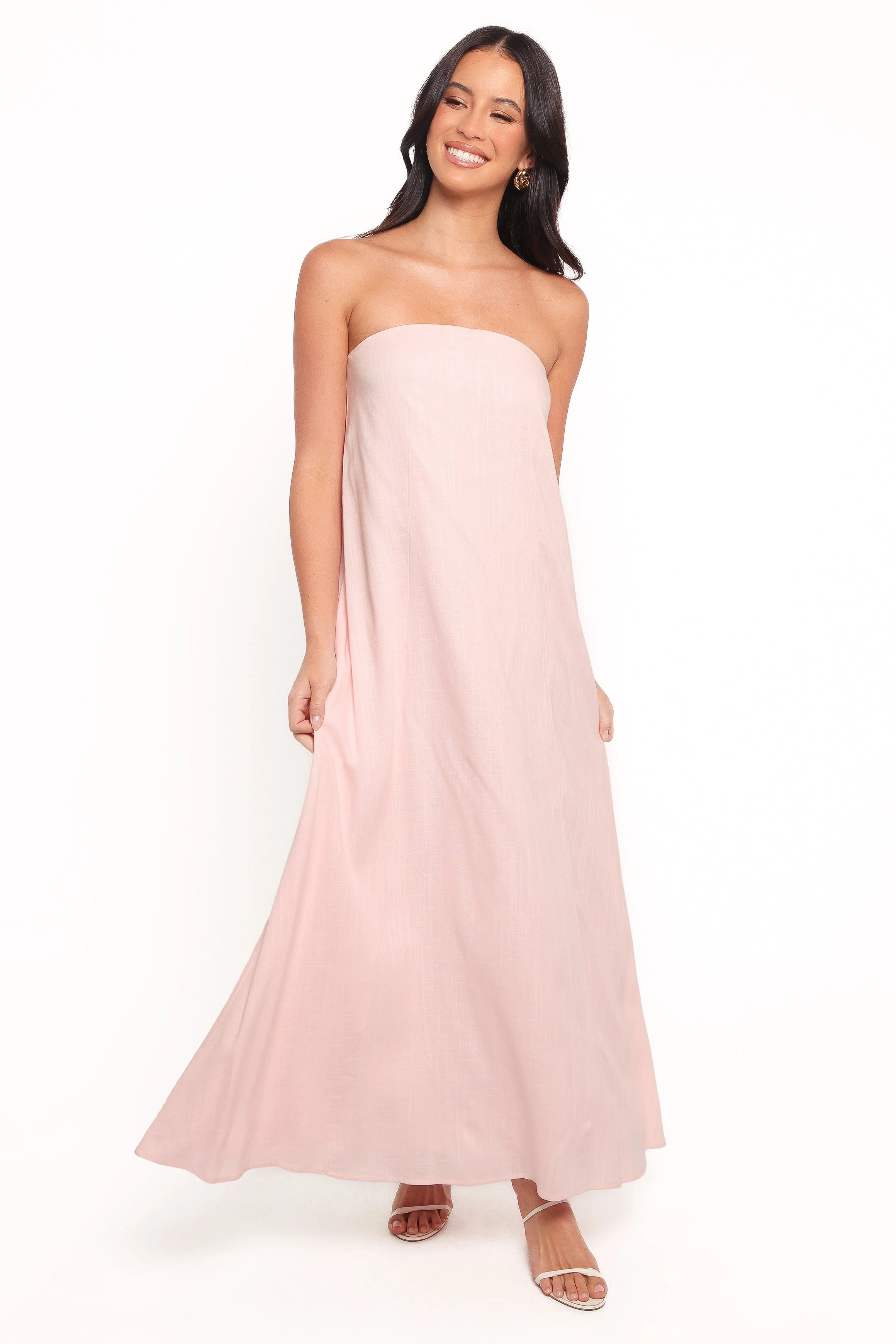 Bethany Strapless Midi Dress - Rosewater