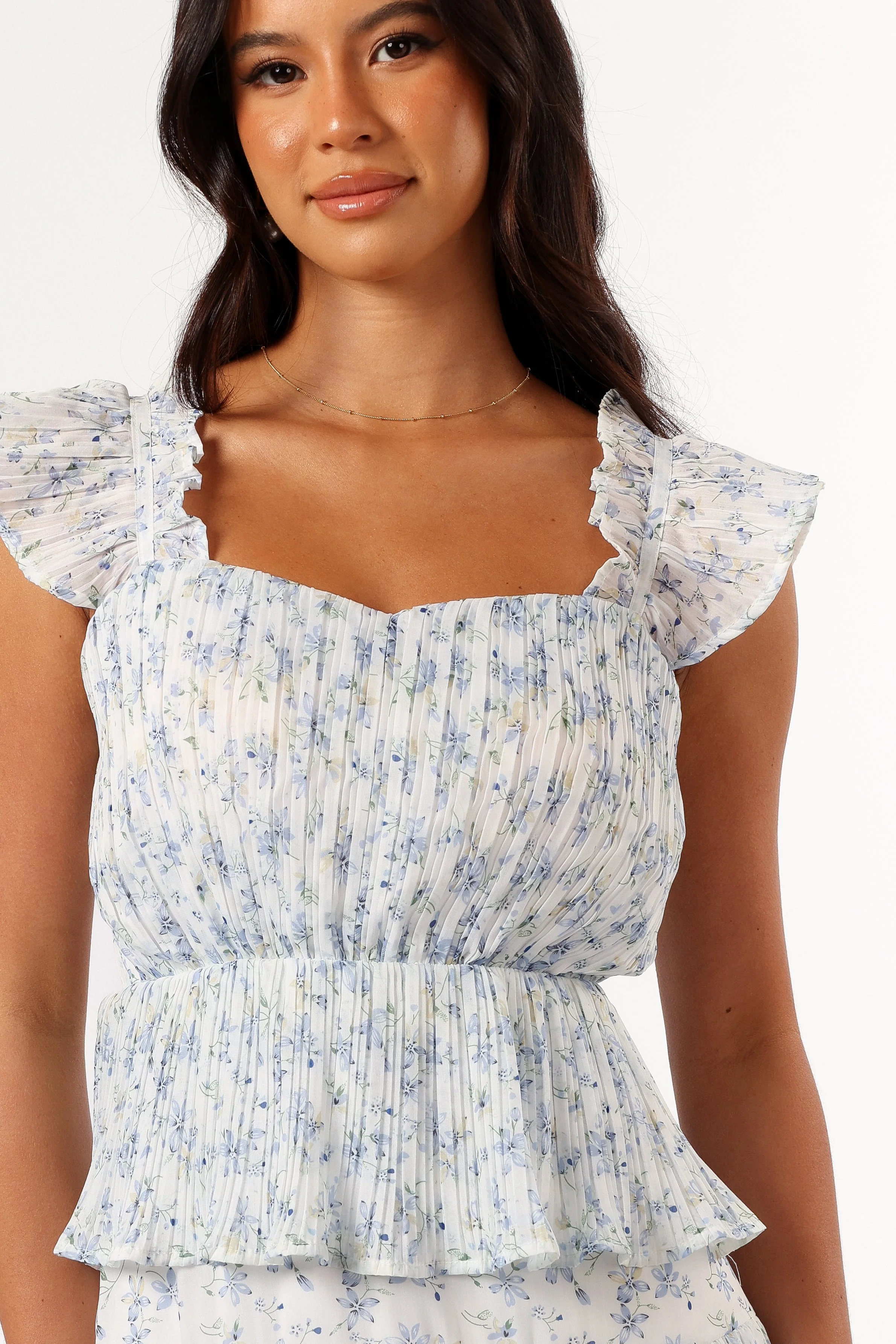 Cayson Midi Ruffle Dress - Cream Lavender