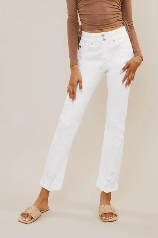 Lulu High Rise Slim Straight Jean - White