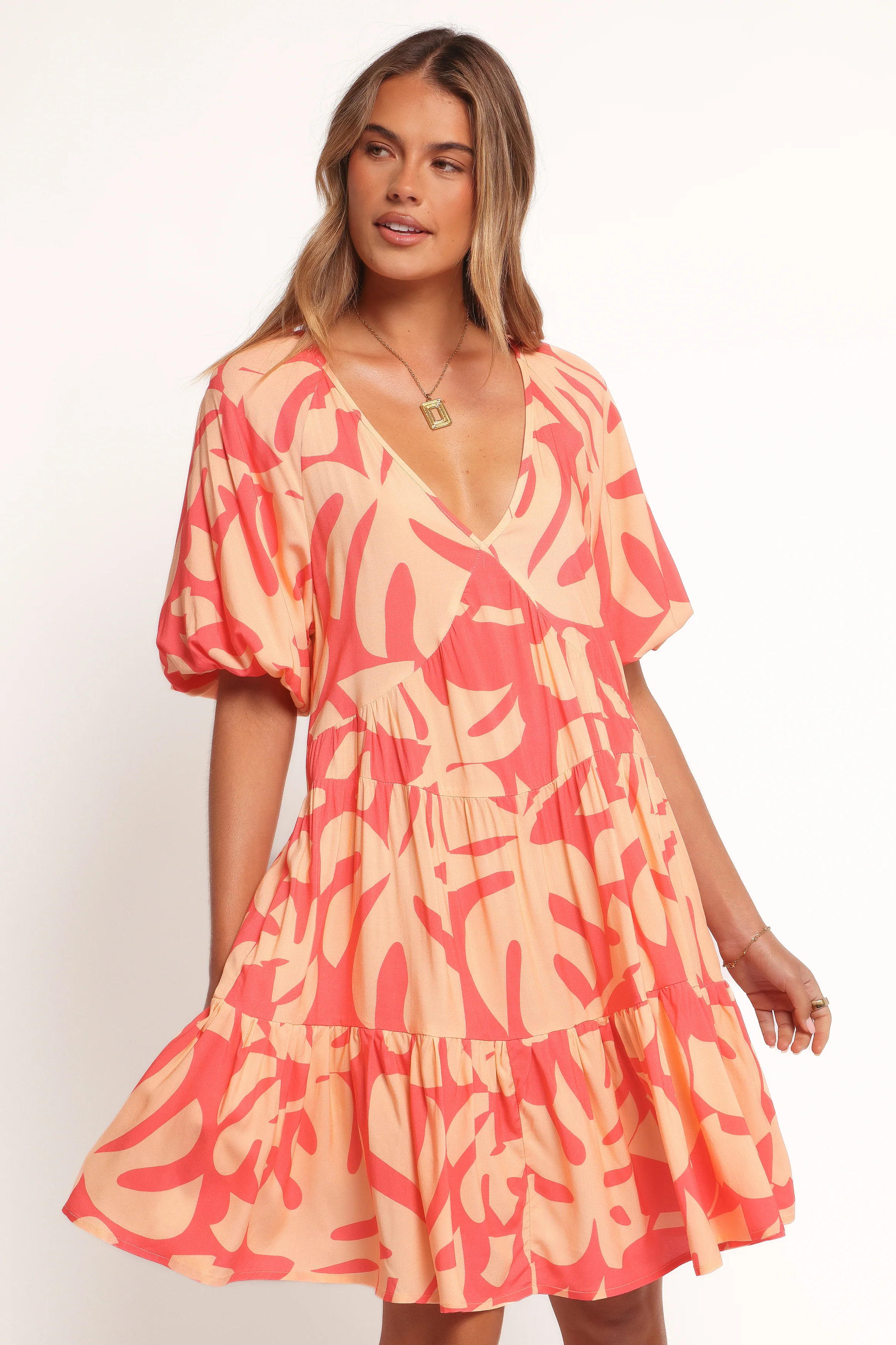 Corinna Mini Dress - Coral Print