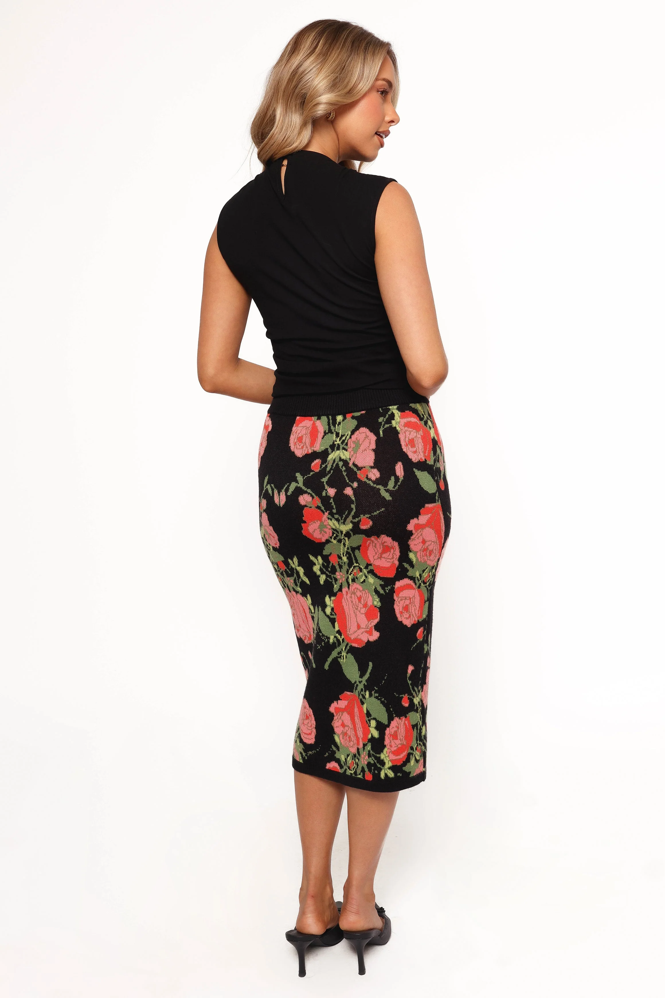Reeva Knit Skirt - Black Floral