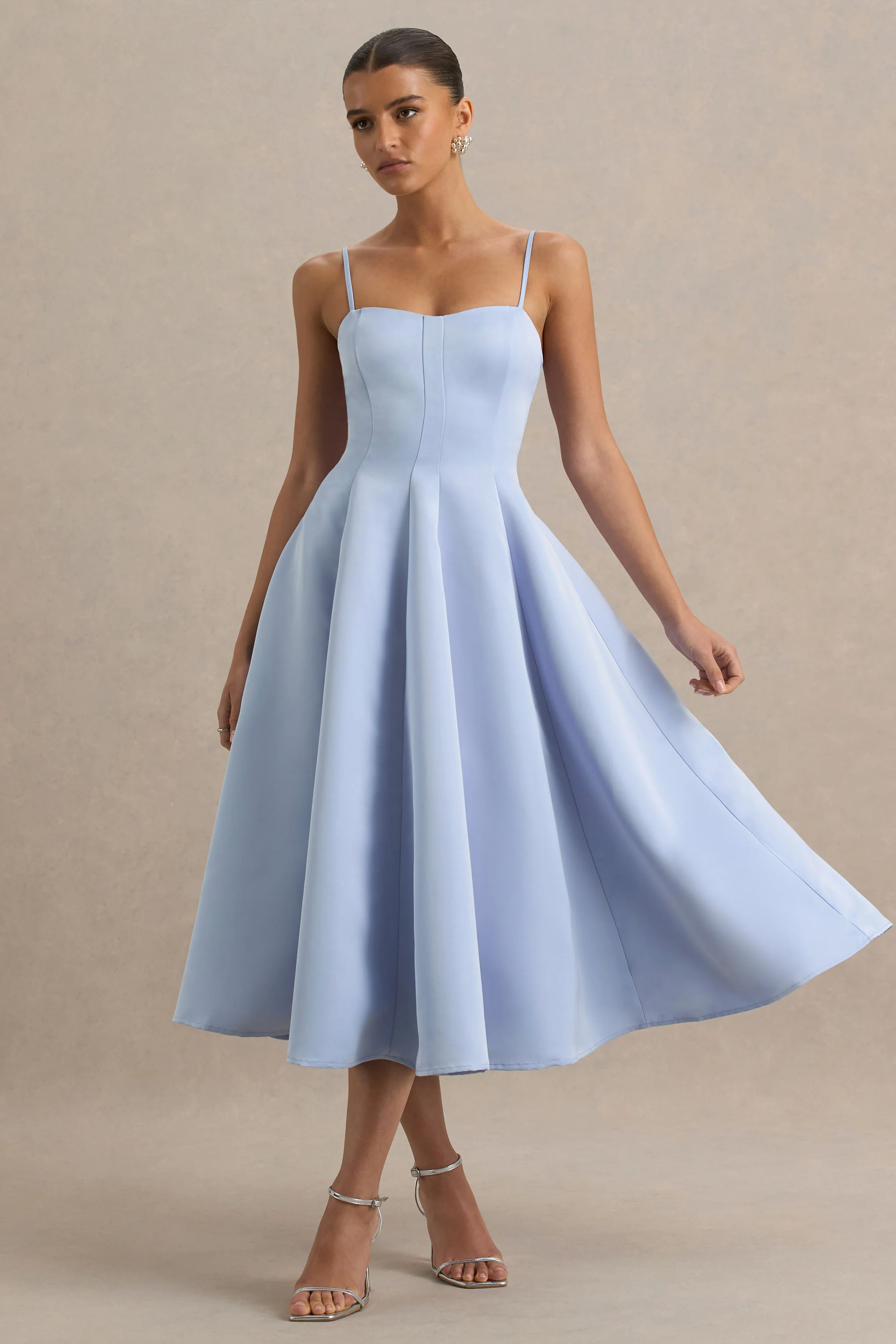 Mally | Powder Blue Sweetheart A-Line Midi Dress