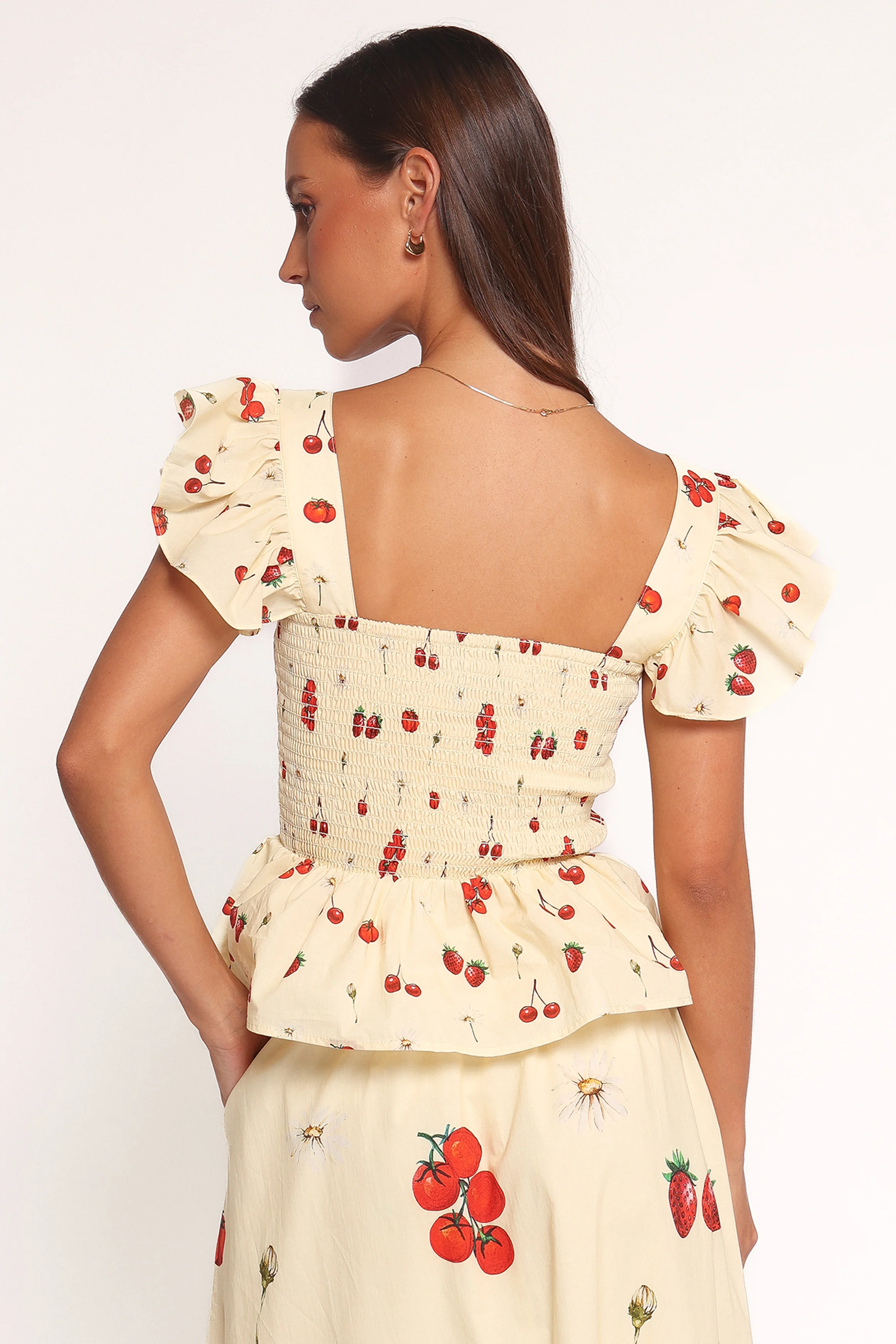 Remira Smocked Ruffle Top - Yellow Cherry