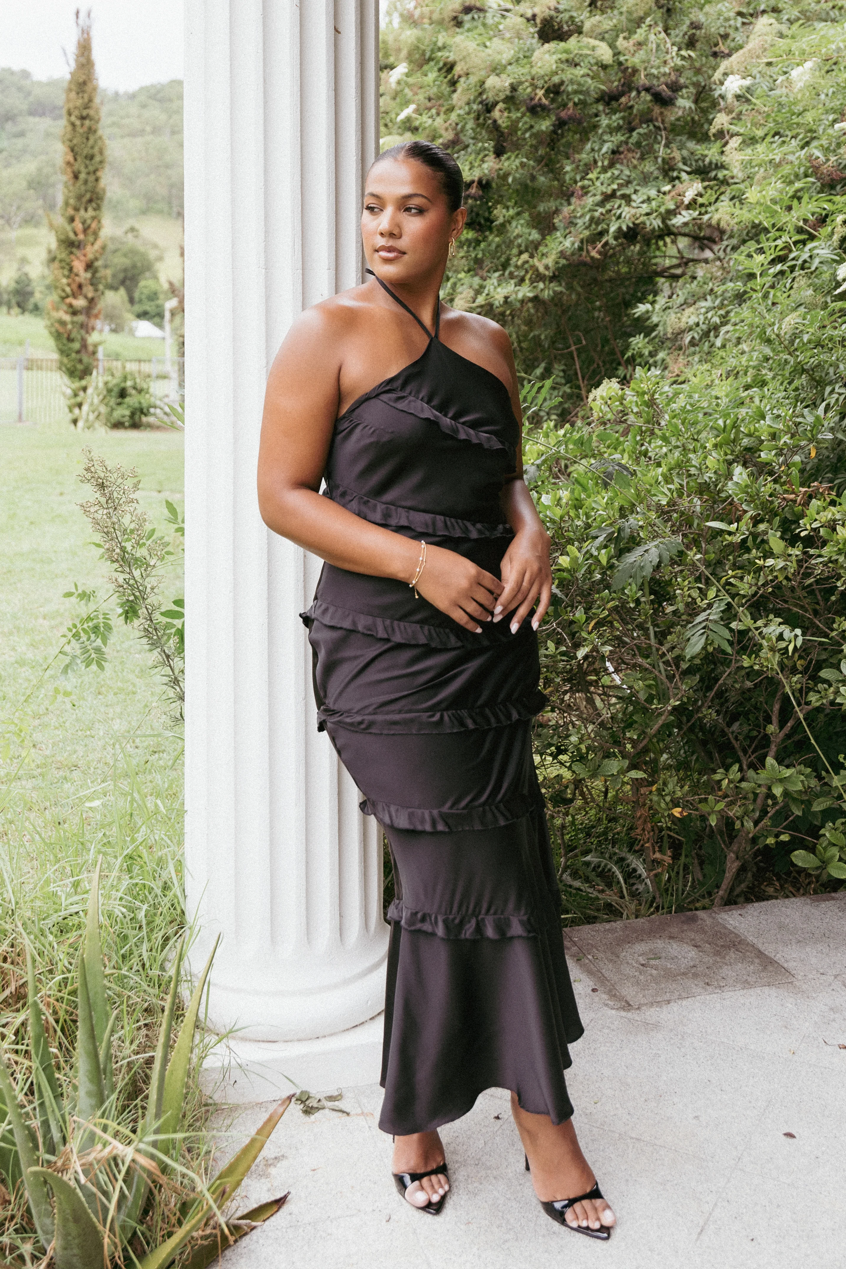 Roxanne Halterneck Maxi Dress - Black